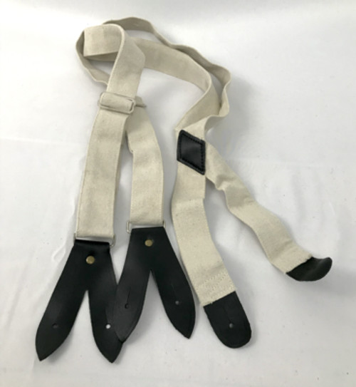 Knitted Cotton Webbing Suspenders with Leather Ends
