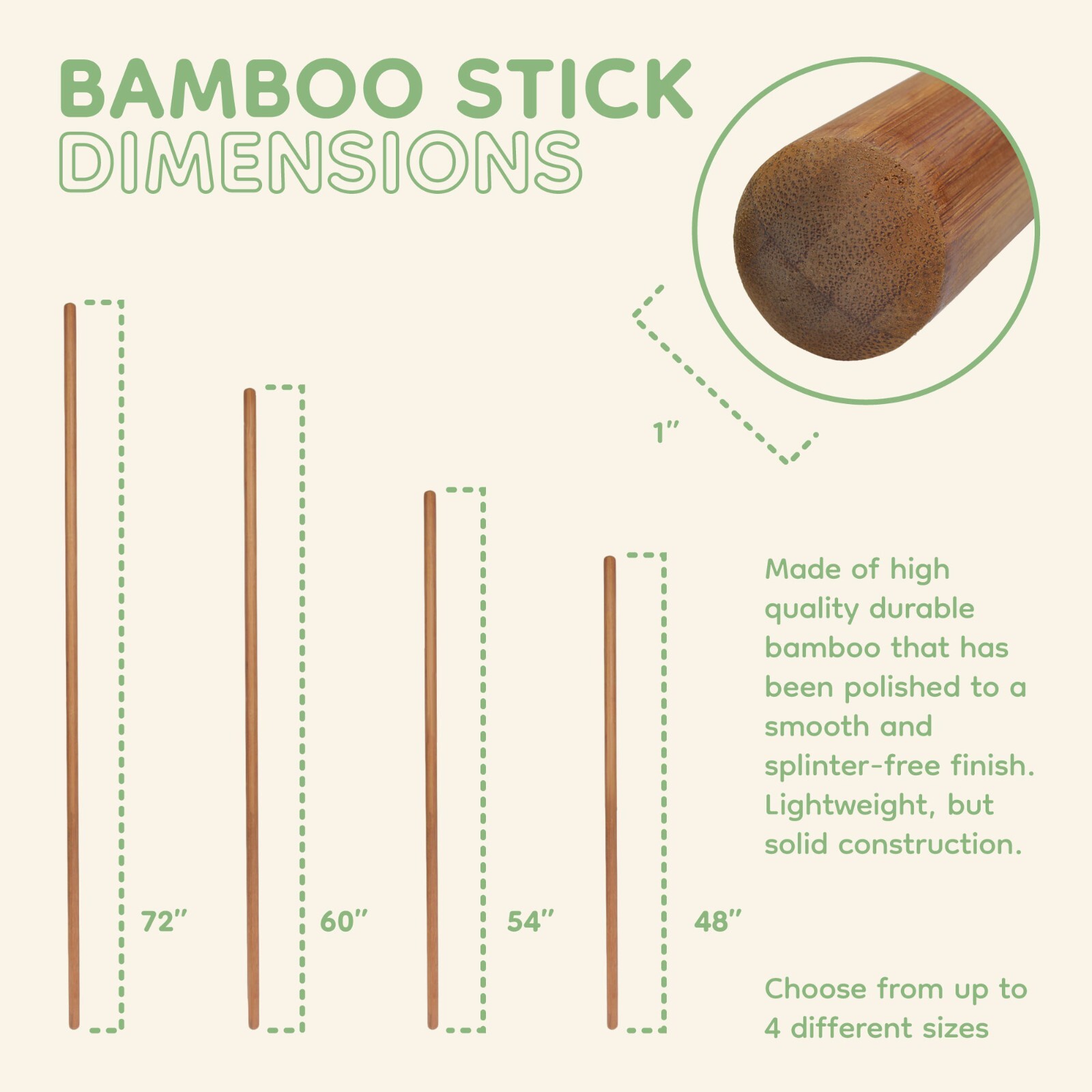 BambooMN Bamboo Bo Staff Stick Round End