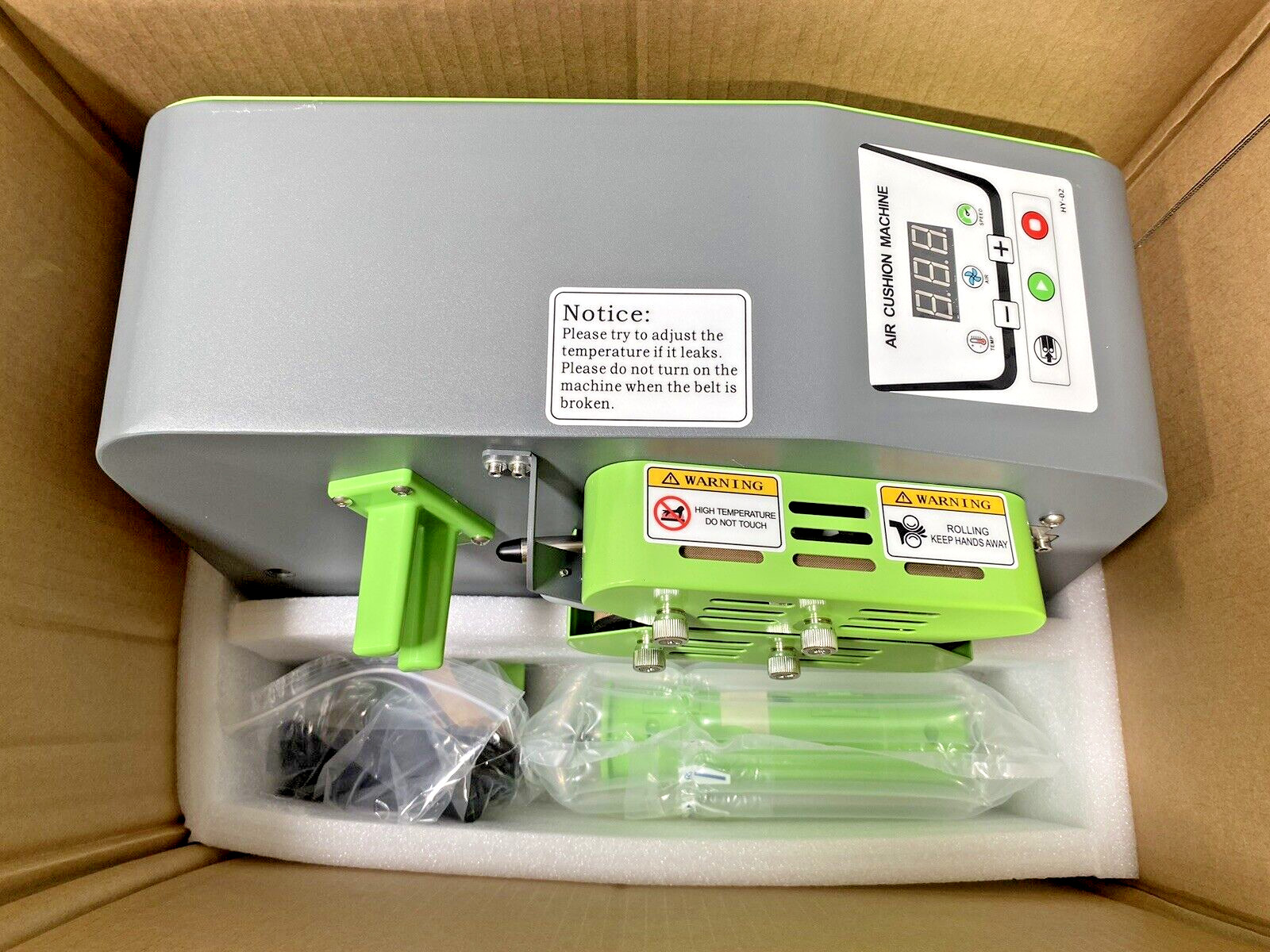 Air Cell, HY-02 Air Cushion Bubble Maker Machine, Air Pillow inflator + 2 Rolls