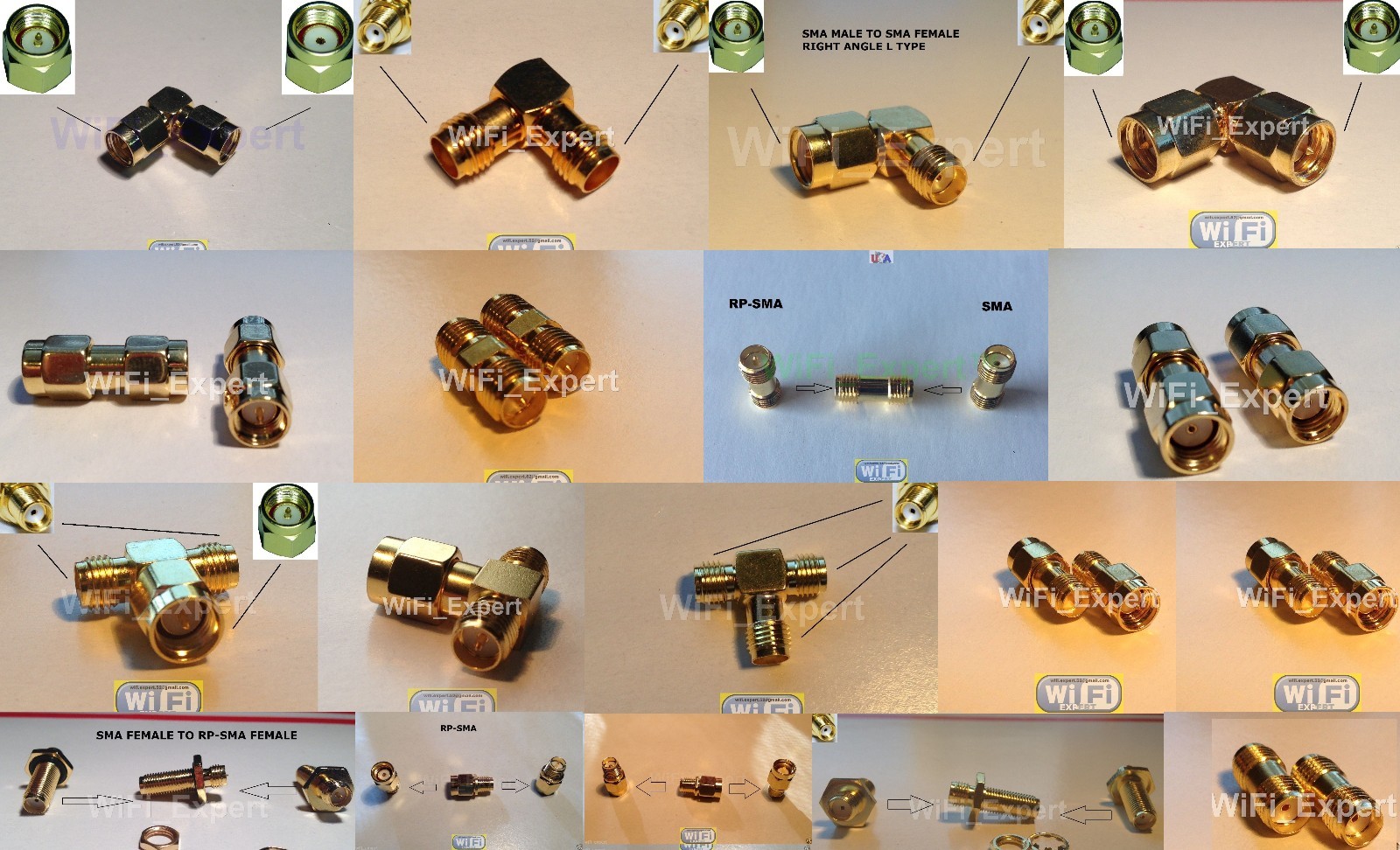 1 RP SMA to SMA Male Female Right Angle T Three Way L Type Plug Jack Adapter USA