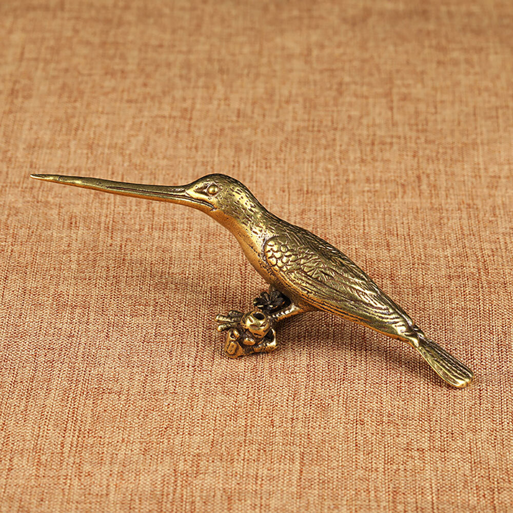 Small Solid Brass Bird Figurines Antique Statue Hummingbird Tea Knife Home Decor