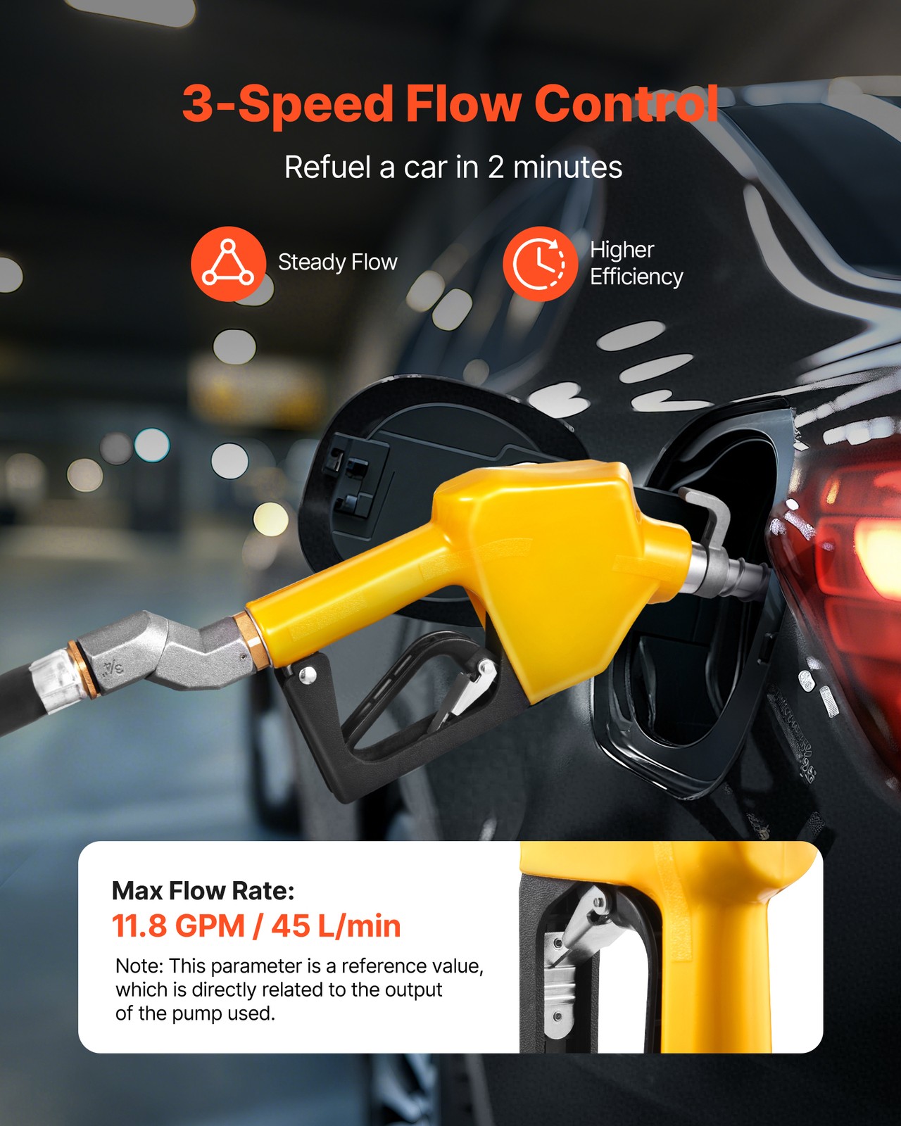 VEVOR 3/4 in NPT Automatic Fuel Nozzle 0.78 in Spout Auto Shut Off Diesel Nozzle