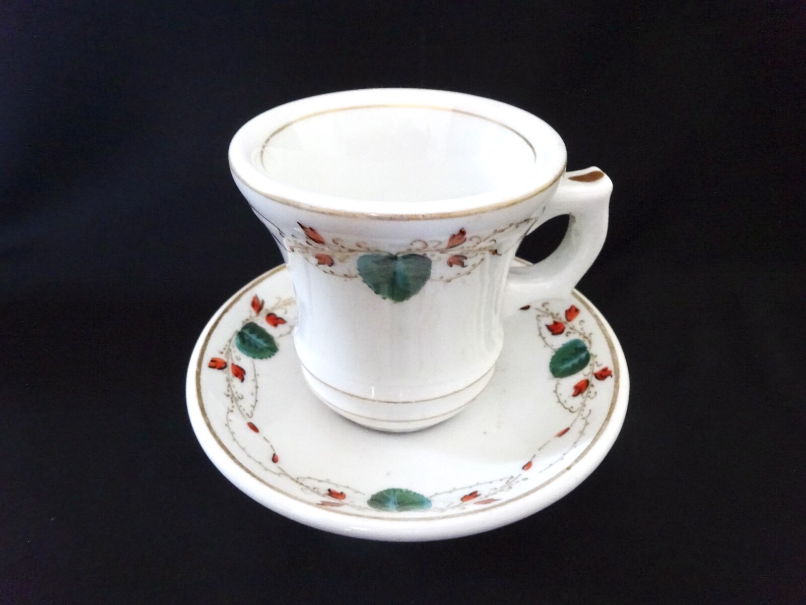 Vintage Espresso Cups Brulots French Bistro 5 Coffee Antique White Green Mug...