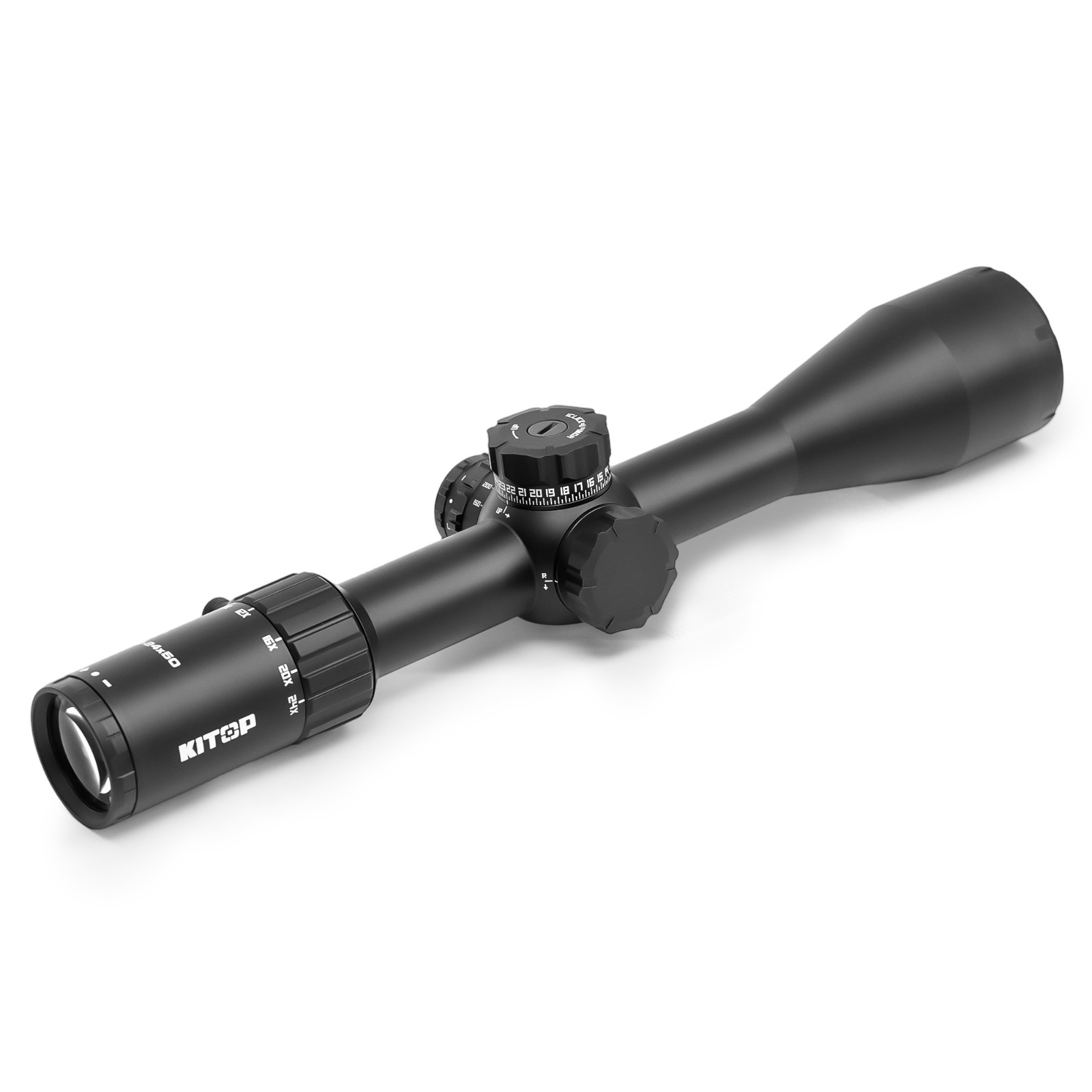 KiTOP Optics 6-24x50mm Crosshair Rifle Scope w/ FFP Illuminated MOA Reticle