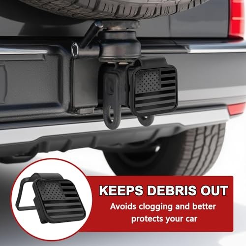 Hitch Covers 2 Inch, Rubber Trailer Hitch Cover, Square Mouth Tube BlackFlag