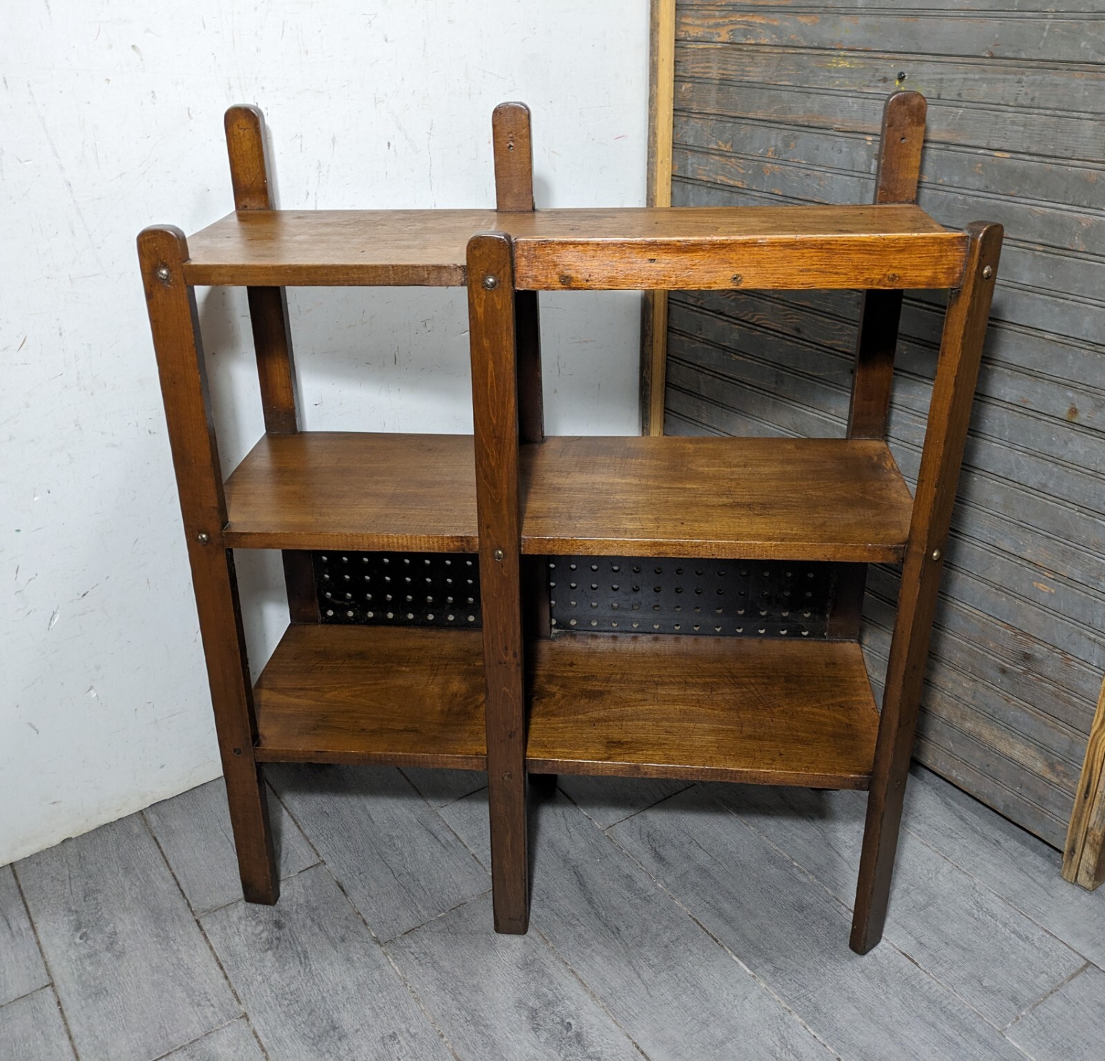 Antique Rustic Mission Arts & Crafts Style Display Book Shelf Open Bookcase