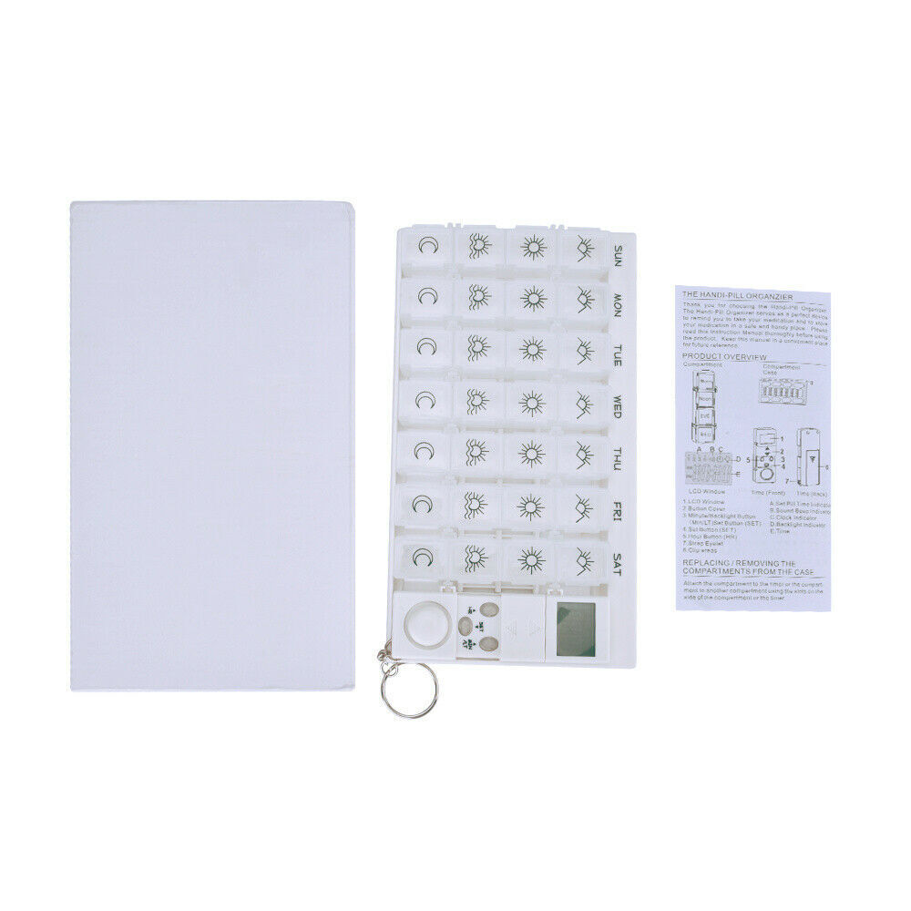 28 Grid Smart Electronic Pill Box Alarm Medicine Dispenser Time Reminder Case