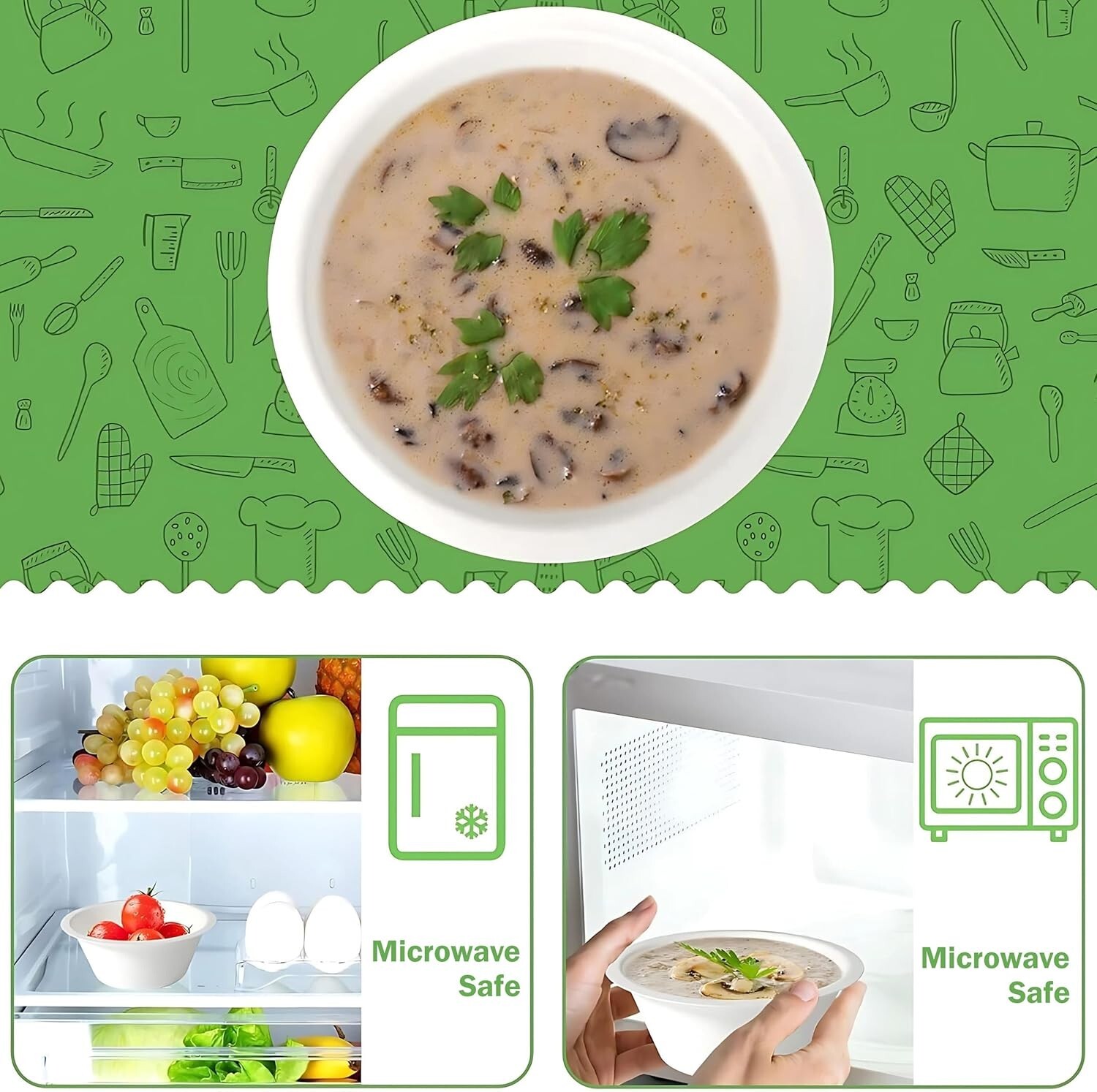 Disposable Compostable Paper Bowls Microwave Safe Bagasse Bowls 8 Oz, 200CT -FPN