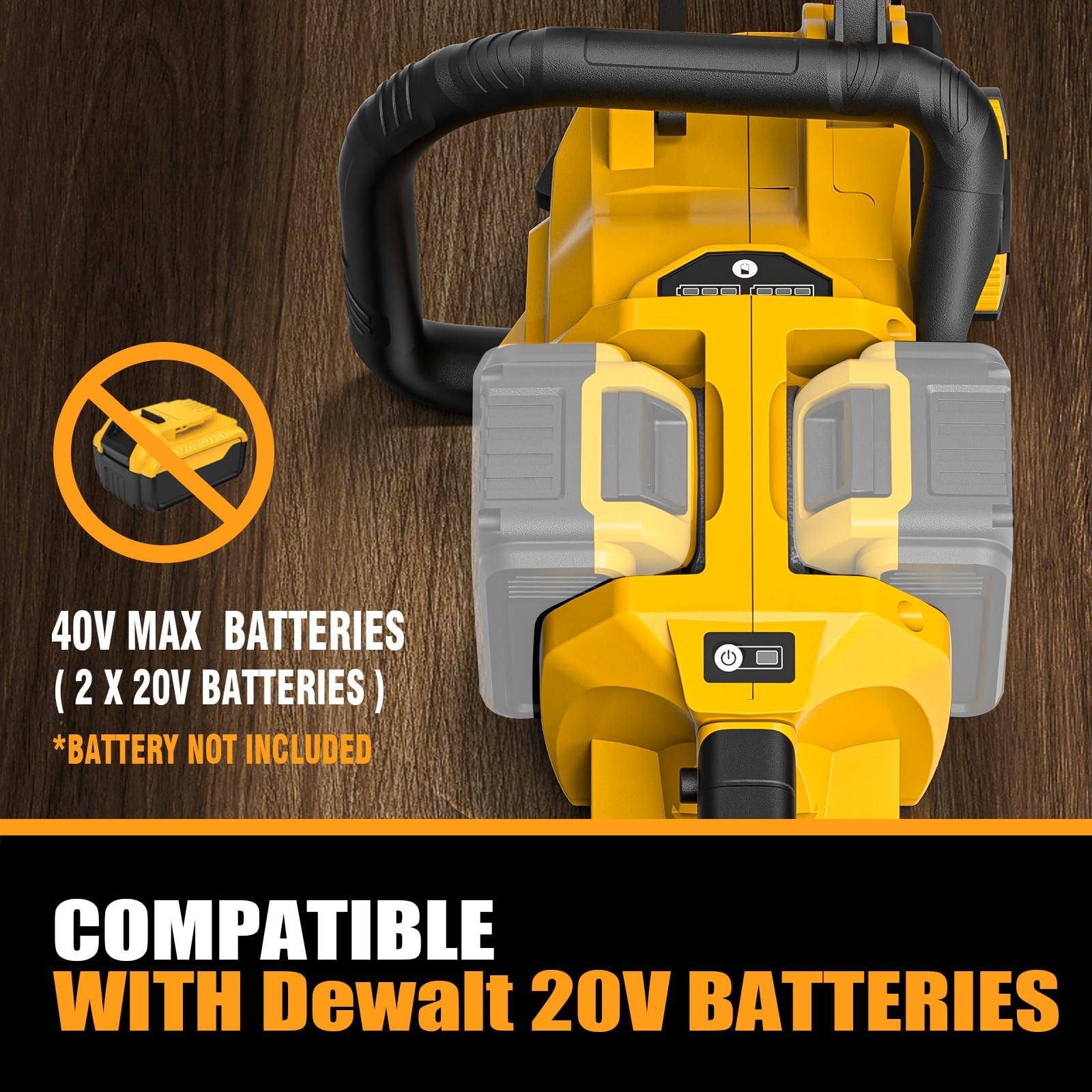 DDKUN 16-Inch Brushless Chainsaw, 40V (2 x 20V MAX) Cordless Battery Yellow