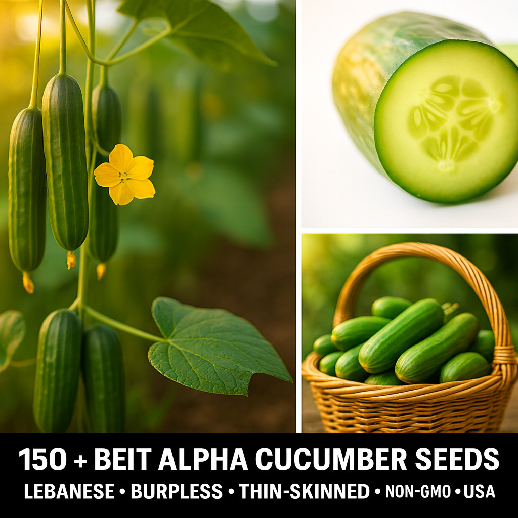 150+ BEIT ALPHA CUCUMBER SEEDS 🥒 BURPLESS SNACK PERSIAN NON-GMO FREE SHIPPING