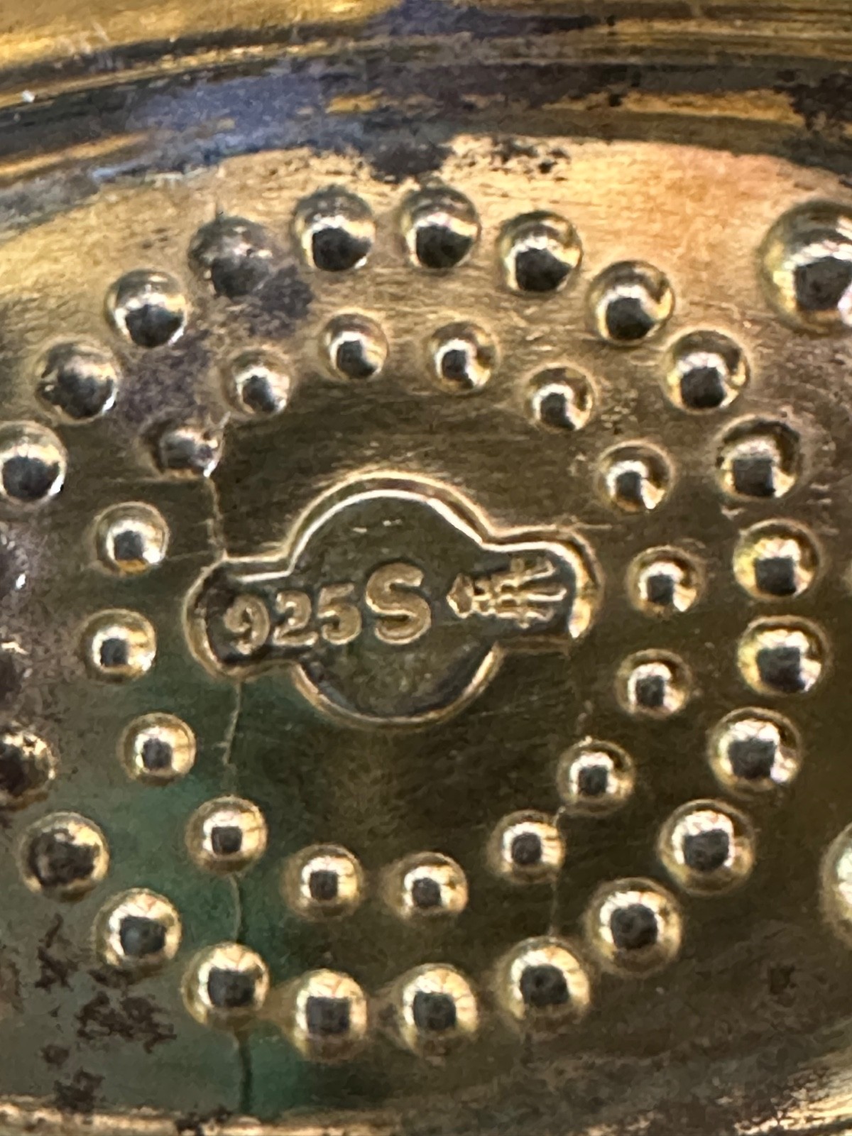 Vintage 925S Sterling Silver Viking Ship Salt Cellar Clear Glass Liner Insert