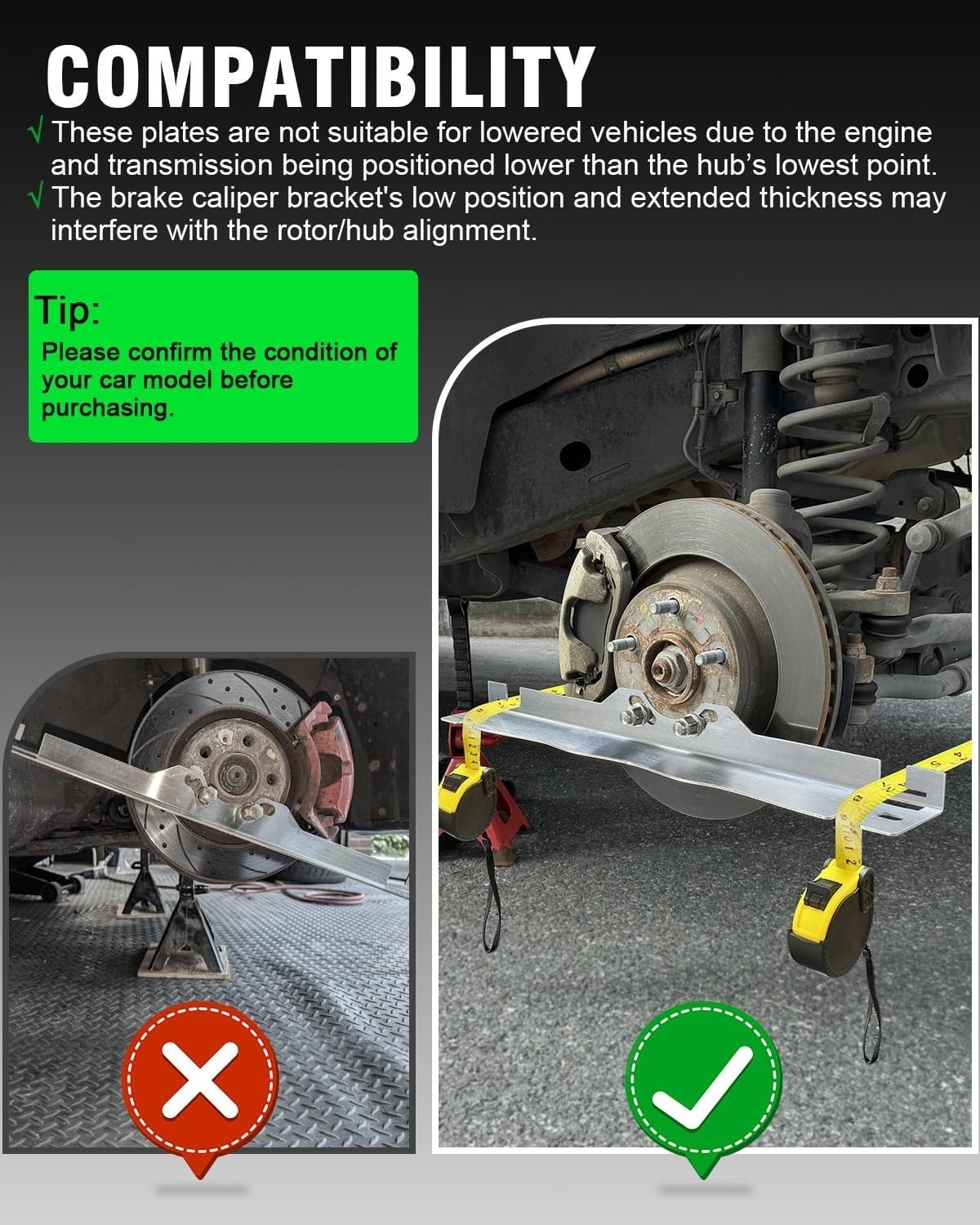 Toe Alignment Tool Plates With 2 Tape Measures, Car Wheel Alignment Gauge Set
