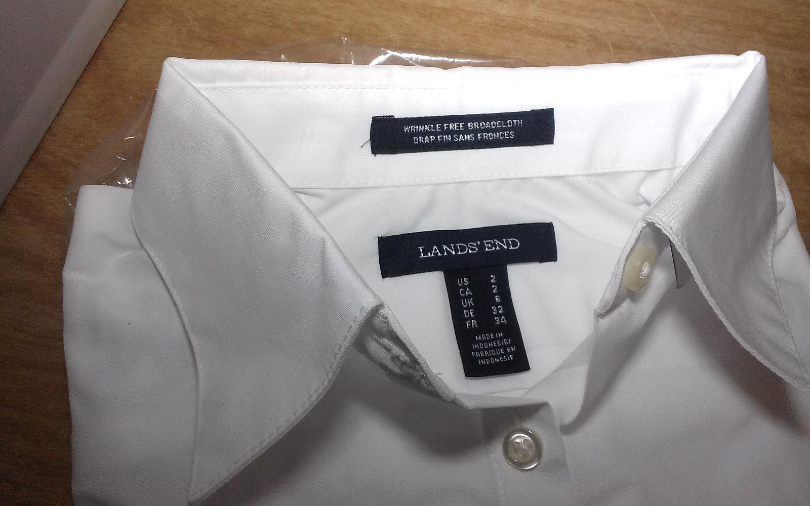 Lands' End Wrinkle Free Broadcloth Women's White Shirt Size 2