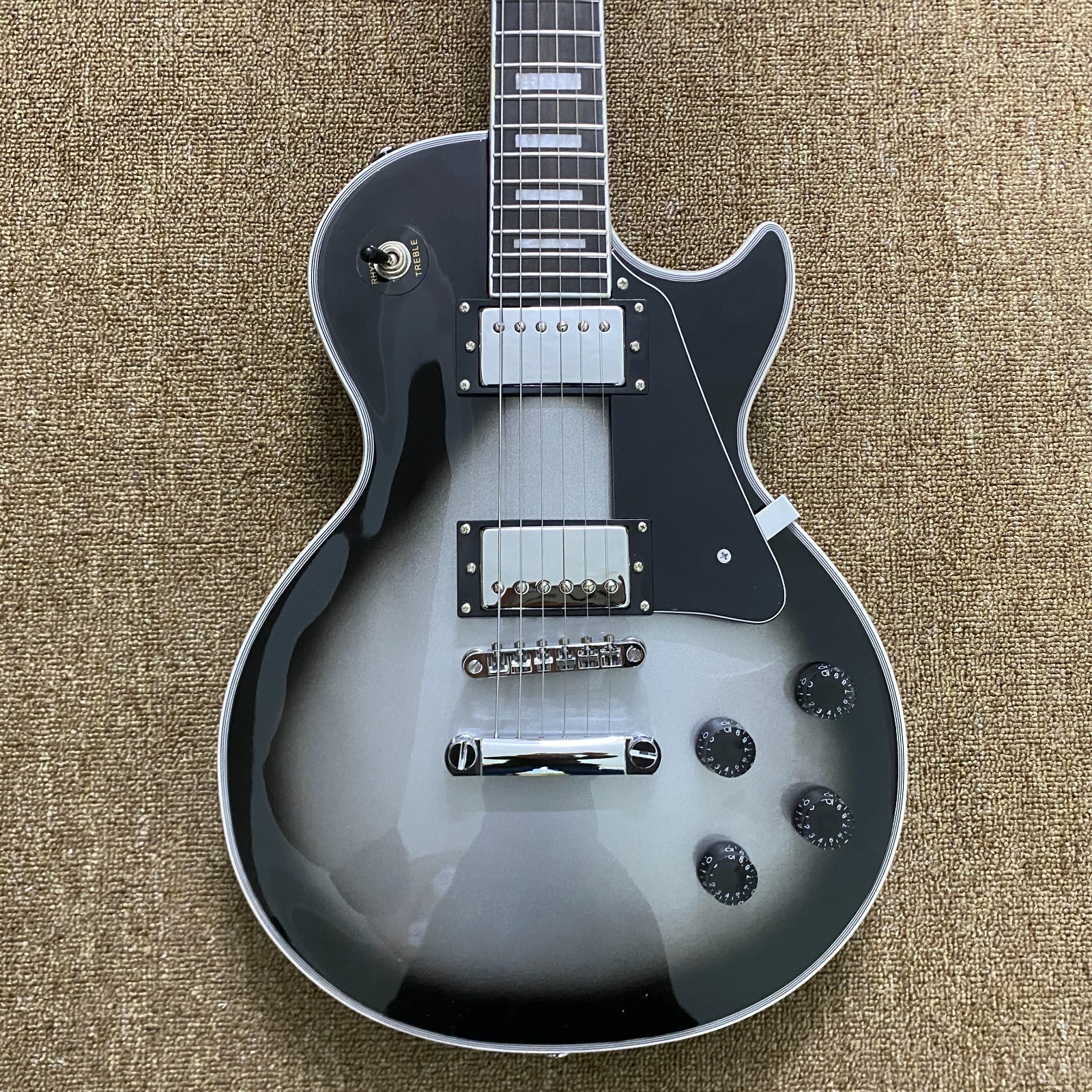 Custom LP Electric GuitarChrome plated hardware Carve Metal body Free Ship in US