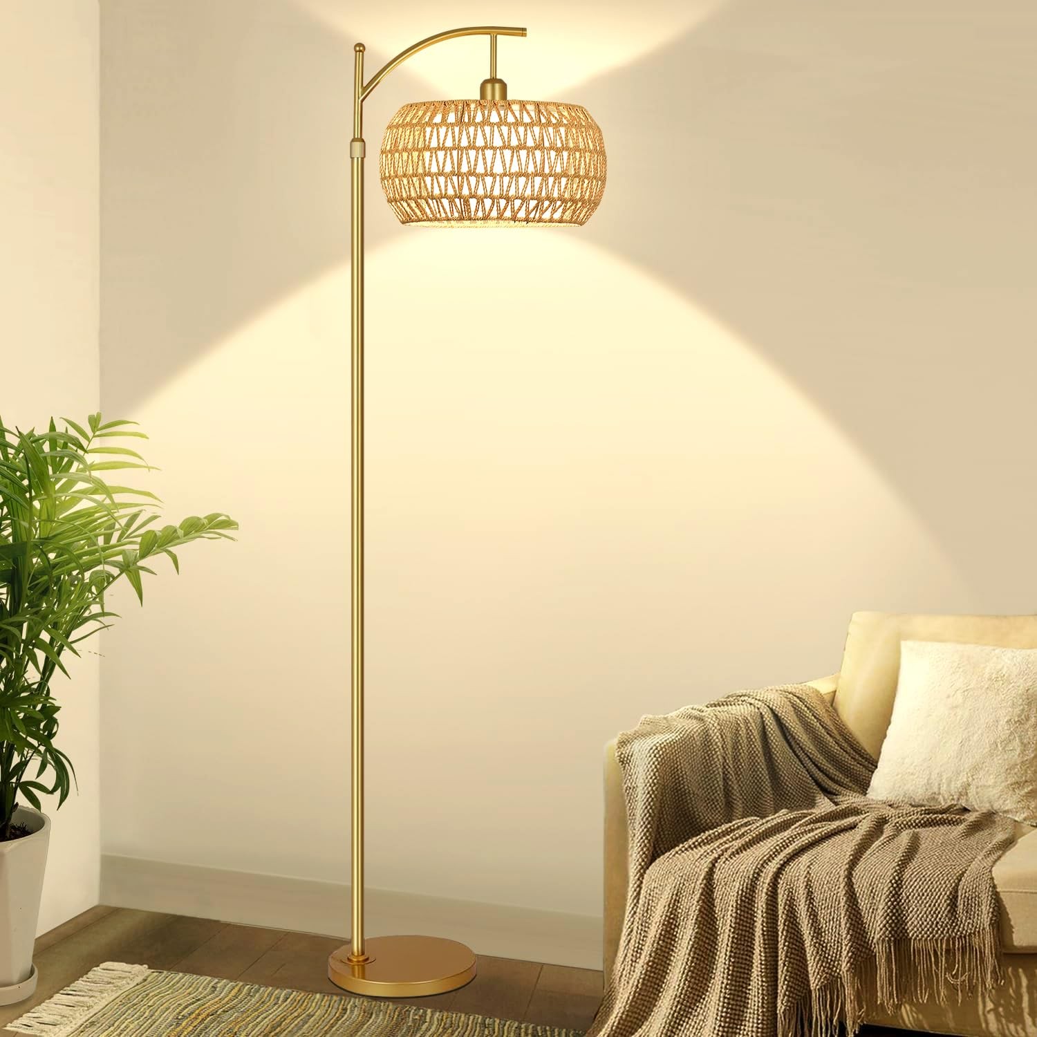 Gold Floor Lamp for Living Room with 3 Color 12.2 inch, gold-cydariform
