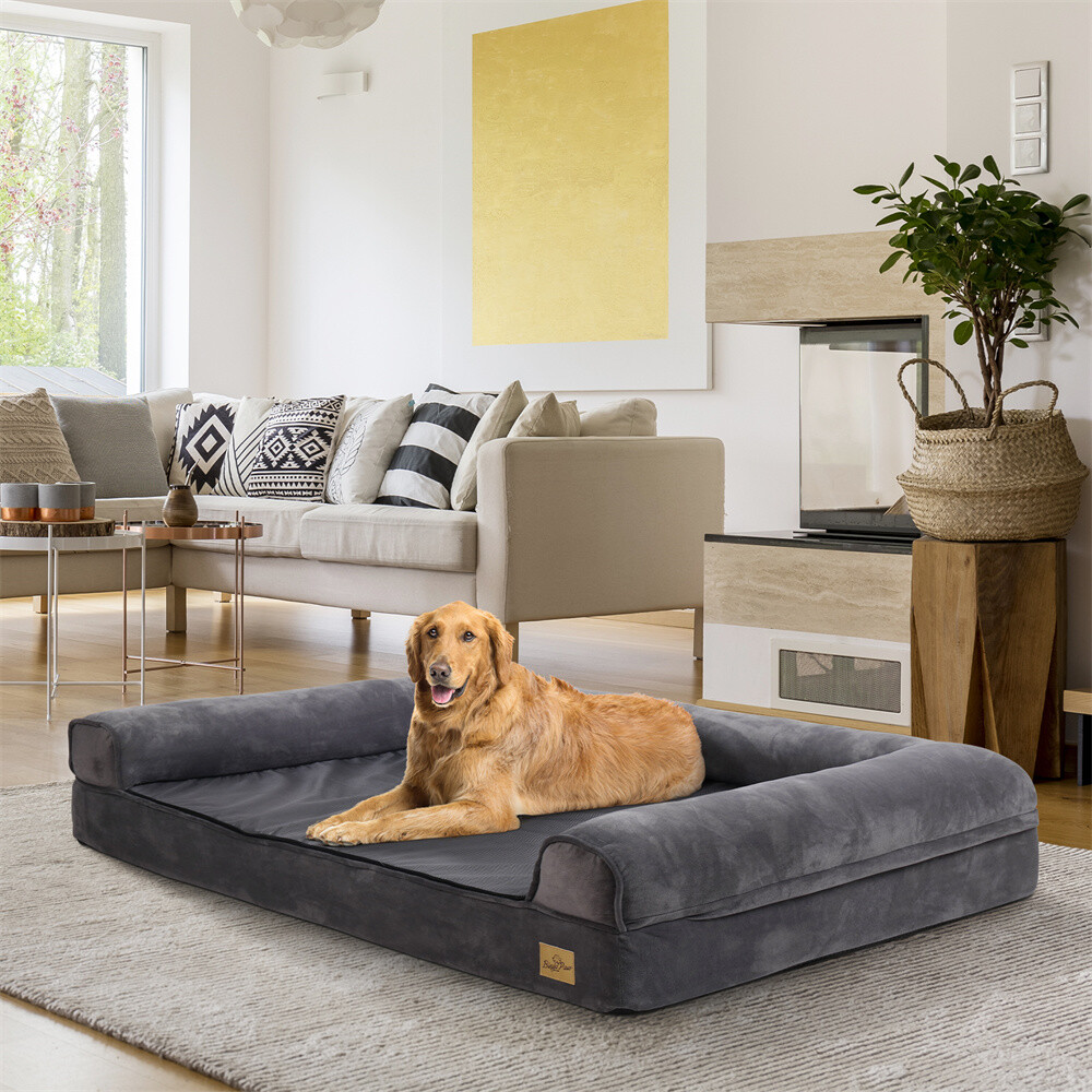 Elevated Orthopedic Dog Bed Pet Sofa w/ Headrest Washable Cover for Large Dogs