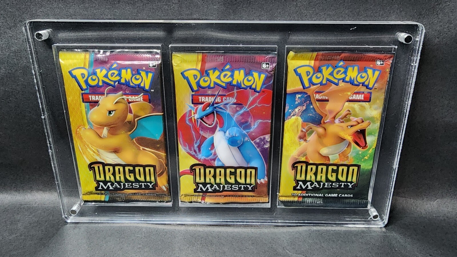Pokemon Booster THREE Pack Acrylic Case! Fully Magnetic Closure! CASE ONLY!