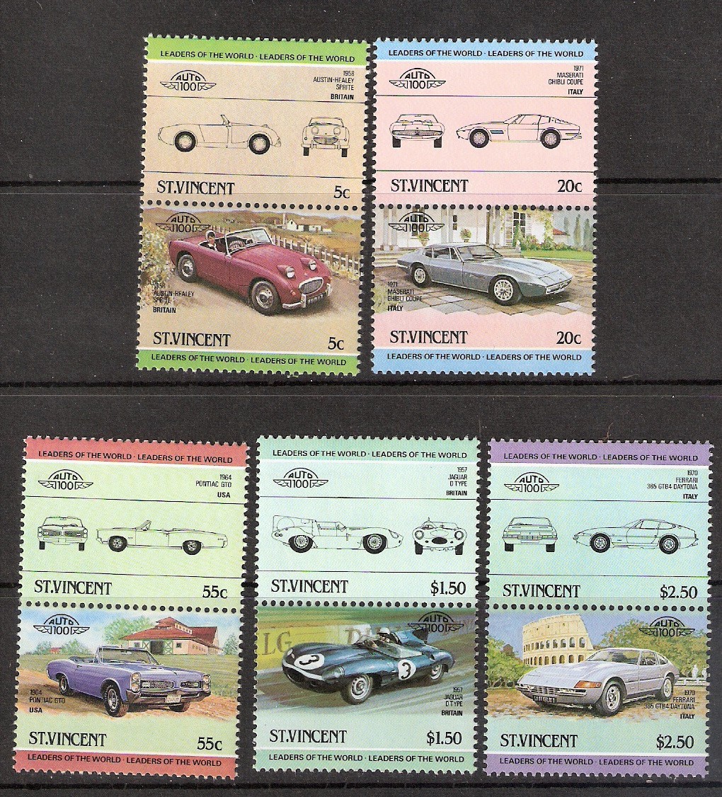 Saint Vincent 1984 Classic Cars Complete Set Se-Tenant Pairs MNH (SC# 773-777)