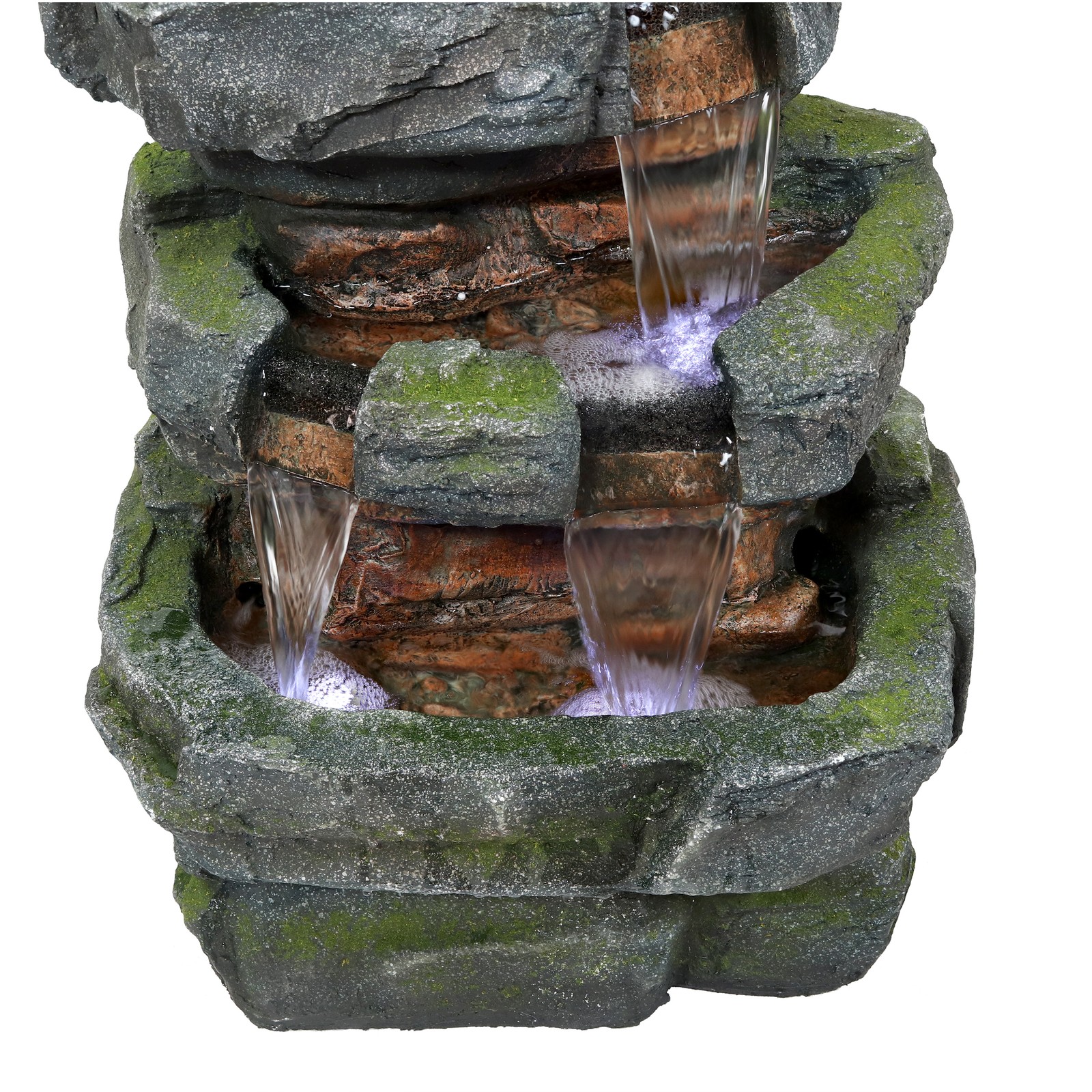 Electric Tiered Stone Waterfall Fountain with LED Lights - 23 in by Sunnydaze
