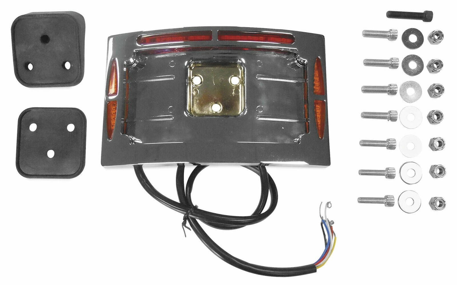 Bagger Werx - 207013 - Paughco Curved LED License Plate Frame Chrome Brake Turn