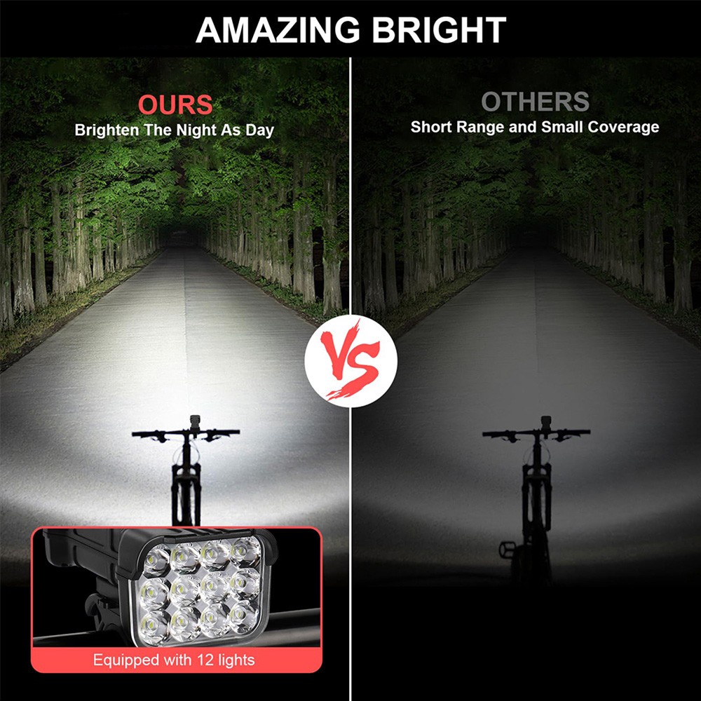 Rechargeable LED Mountain Bike Lights 90000LM Bicycle Torch Front &Rear Lamp
