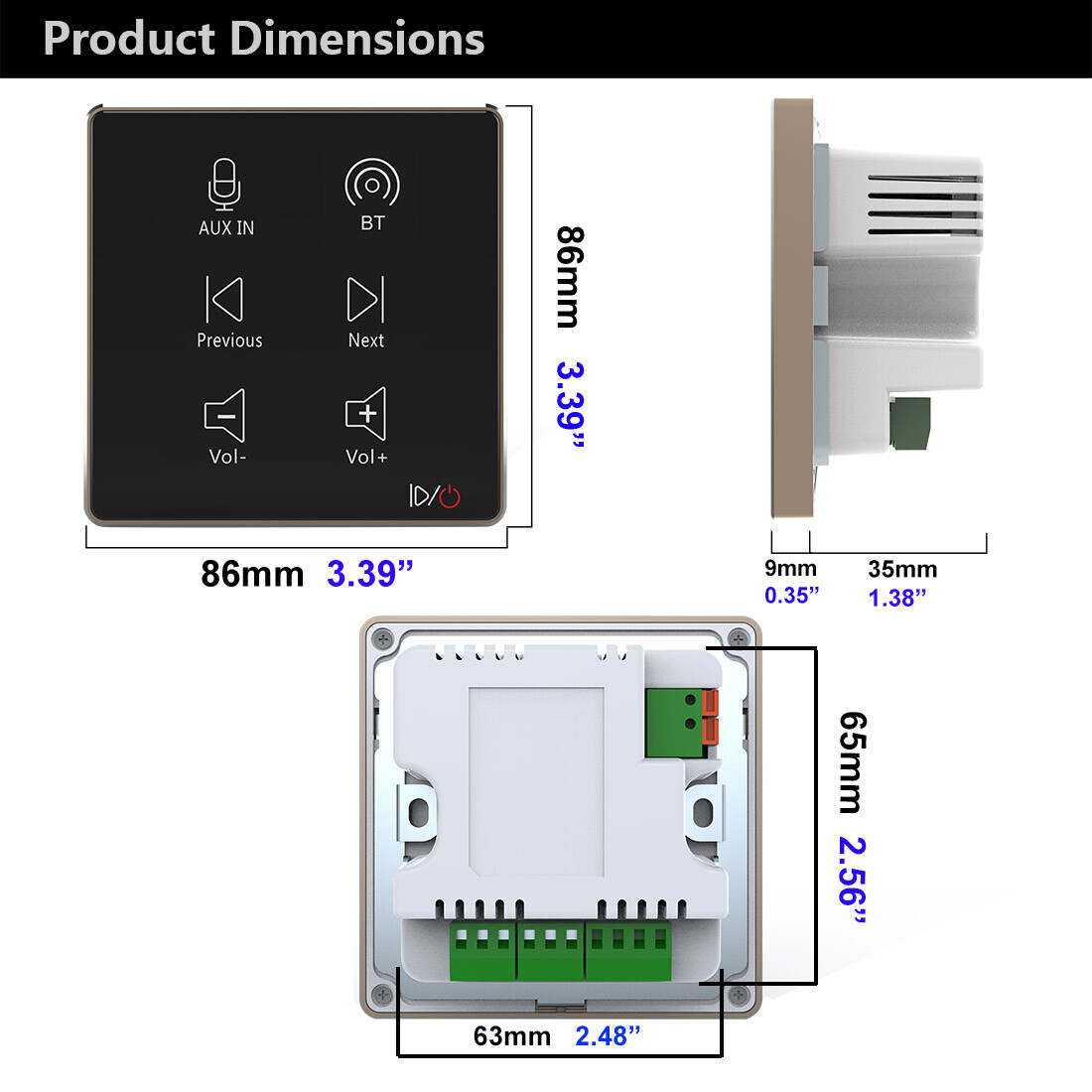 HELMER Integrated In Wall Stereo Audio Amplifier,Wall Mount Audio Receiver L50WT