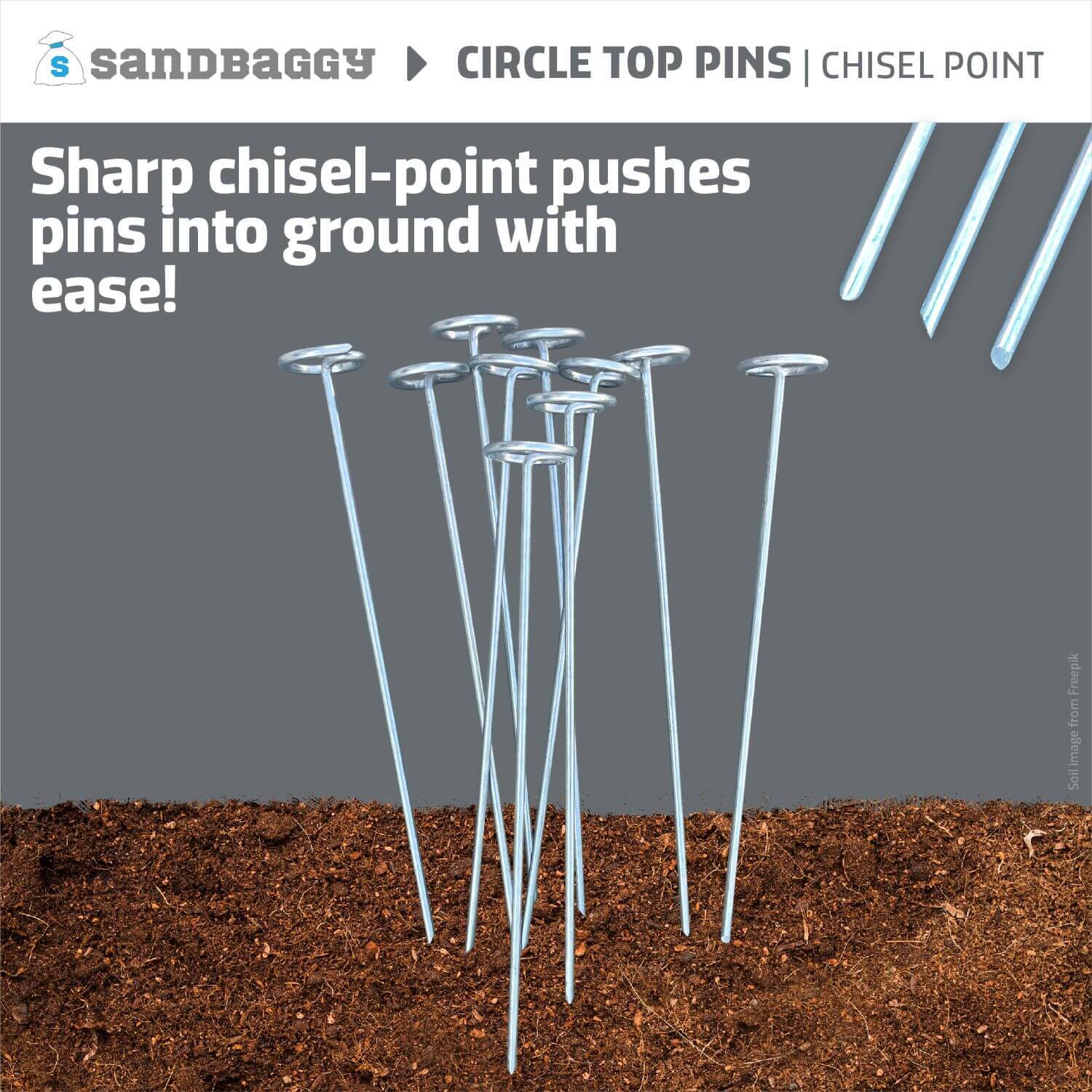 Sandbaggy 6 or 12 Inch Rust Free Circle Top Pins - Landscape Staples SOD Fabric