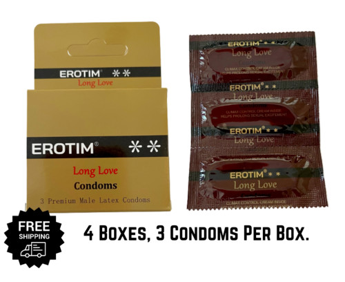 Erotim Long Love Climax Control Condoms Delay - Last longer in bed (12 Condoms)