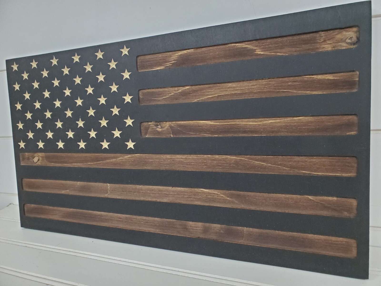 Dark Rustic | Hidden Gun Storage | Engraved American Concealment Flag | Safe