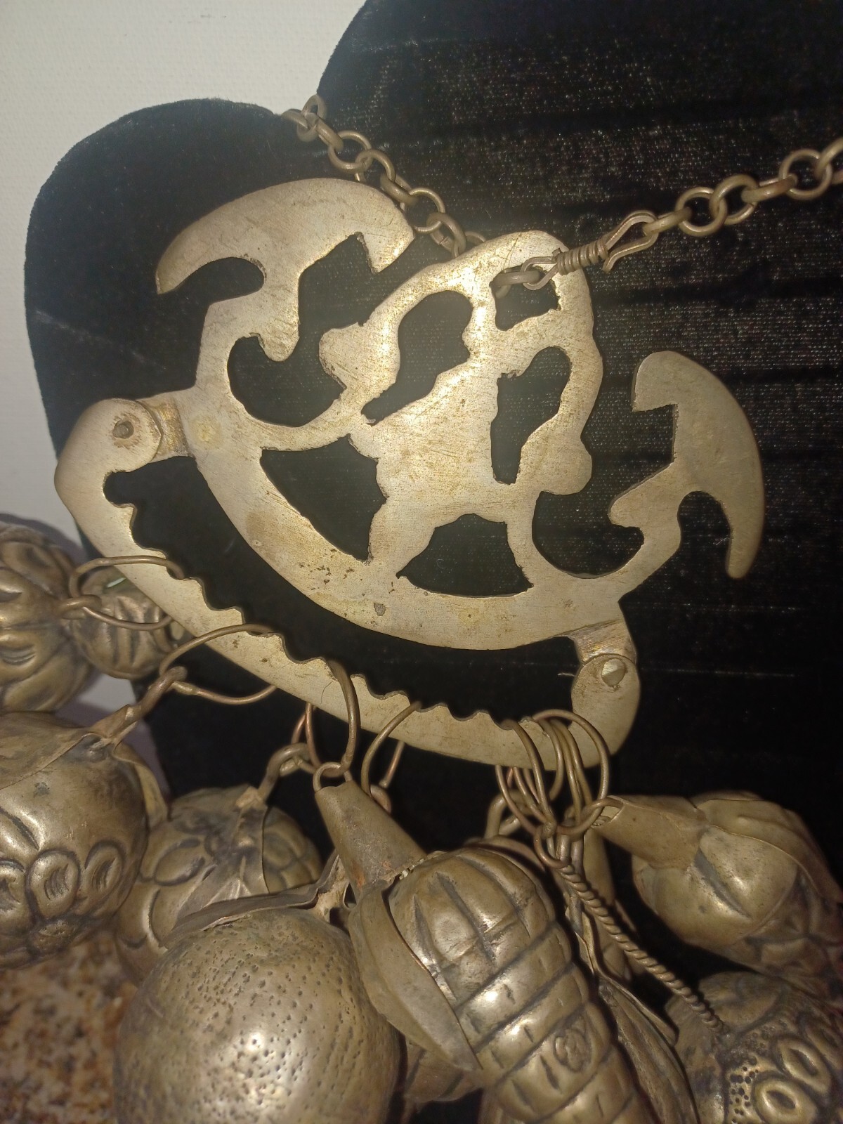 Brazilian Penca de Balangandan Silver on Brass 10 Charms Brazil