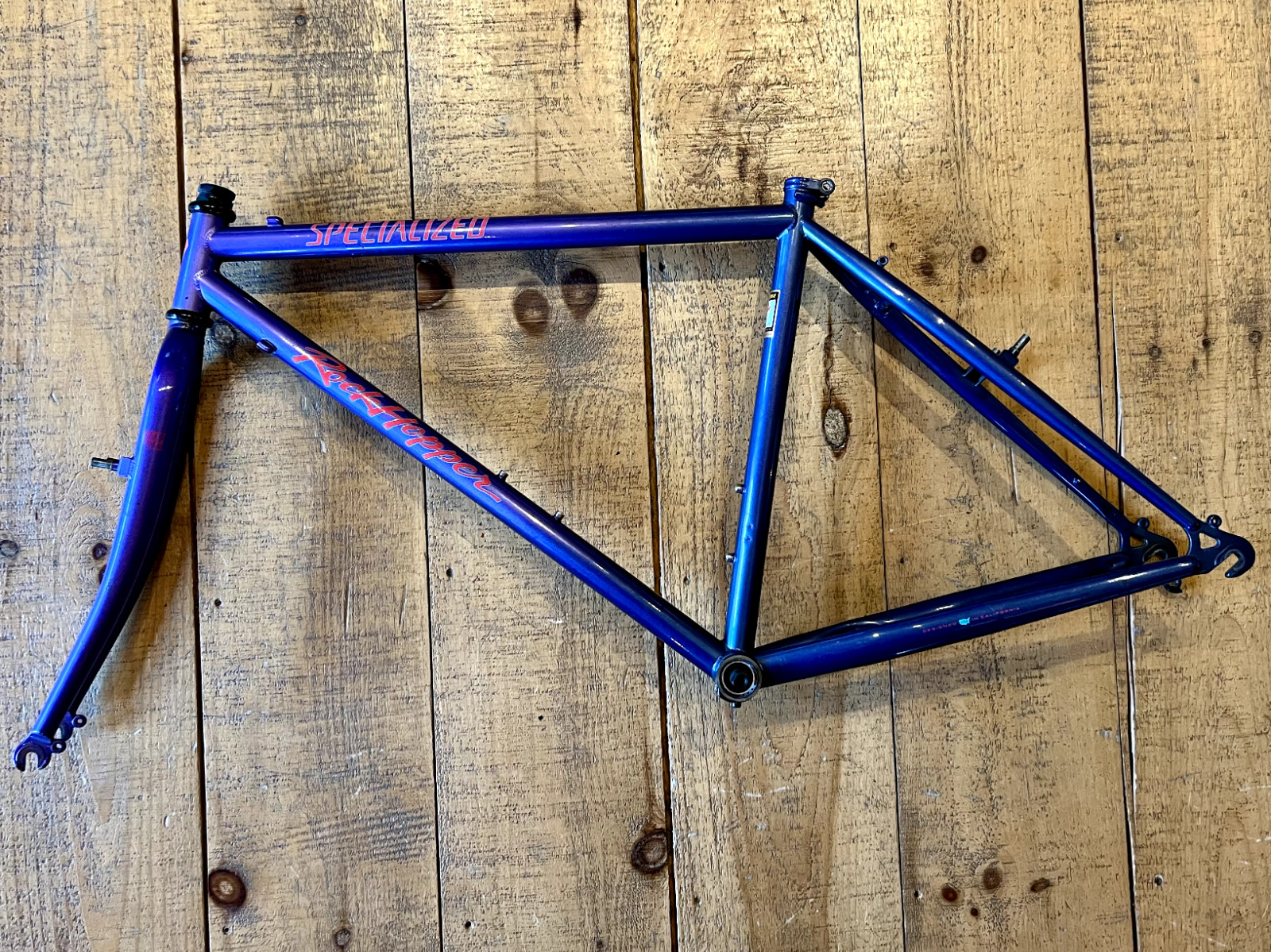Vintage 90s Specialized Rock Hopper 18" Steel Mountain Bike Frame Purple Fade