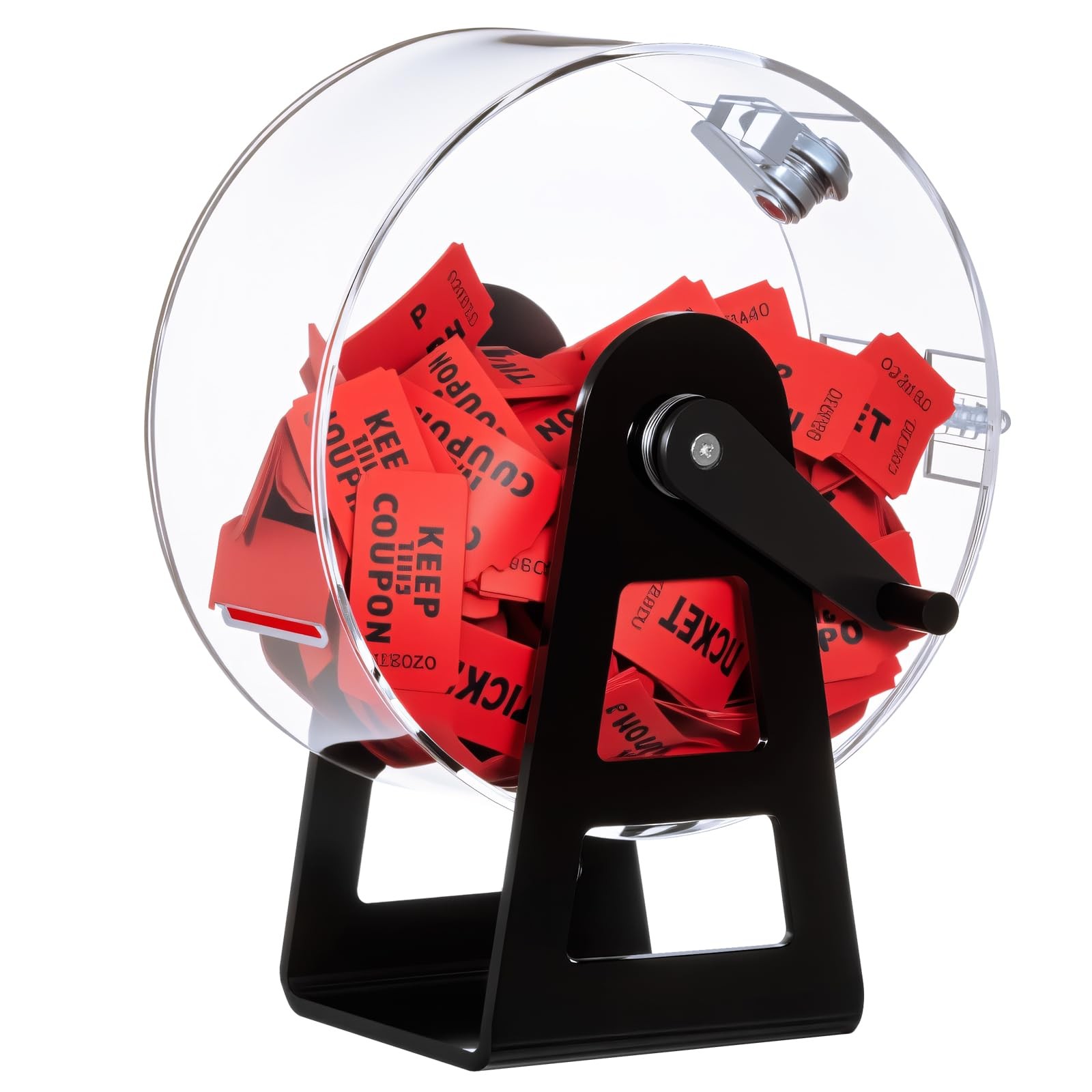 Acrylic Raffle Drum, 9.1 x 4 x 7 Inches Clear Raffle Tickets Spinner Cage wit...