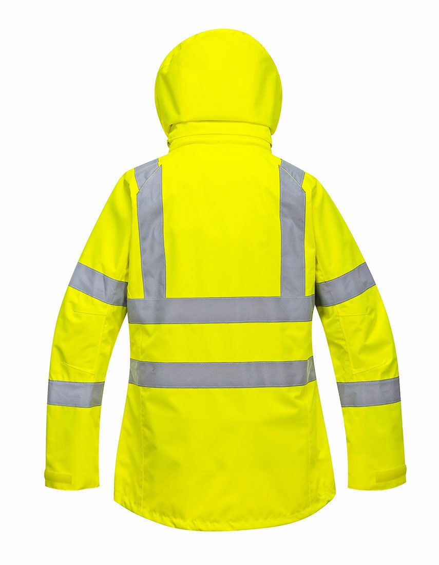 Portwest LW70 Ladies Breathable Safety Work Rain Jacket in Reflective HiVis ANSI