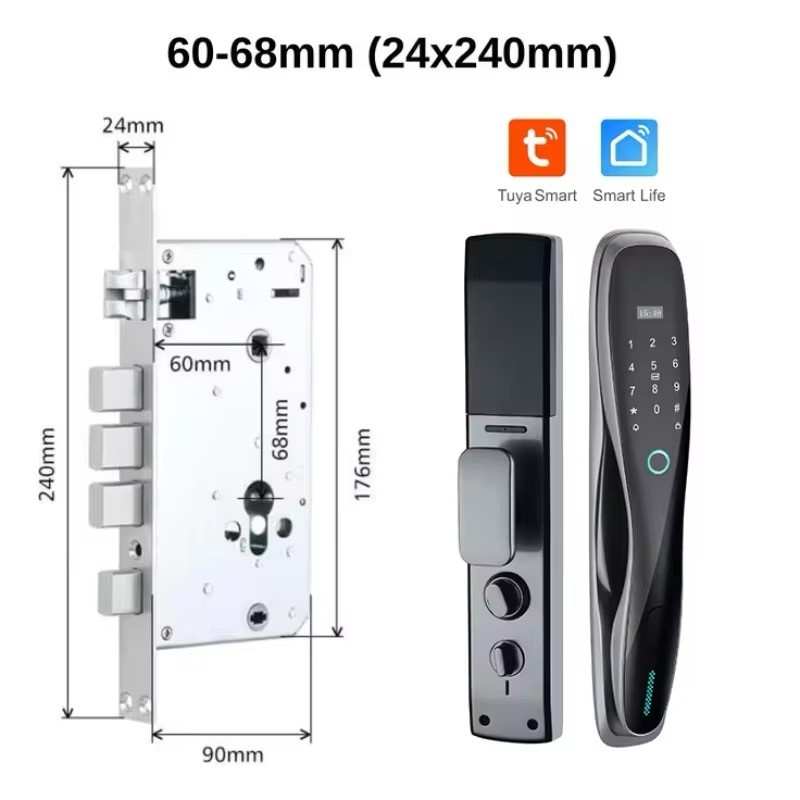 Tuya WiFi Smart Door Lock Fingerprint RFID Card Password Keyless Waterproof