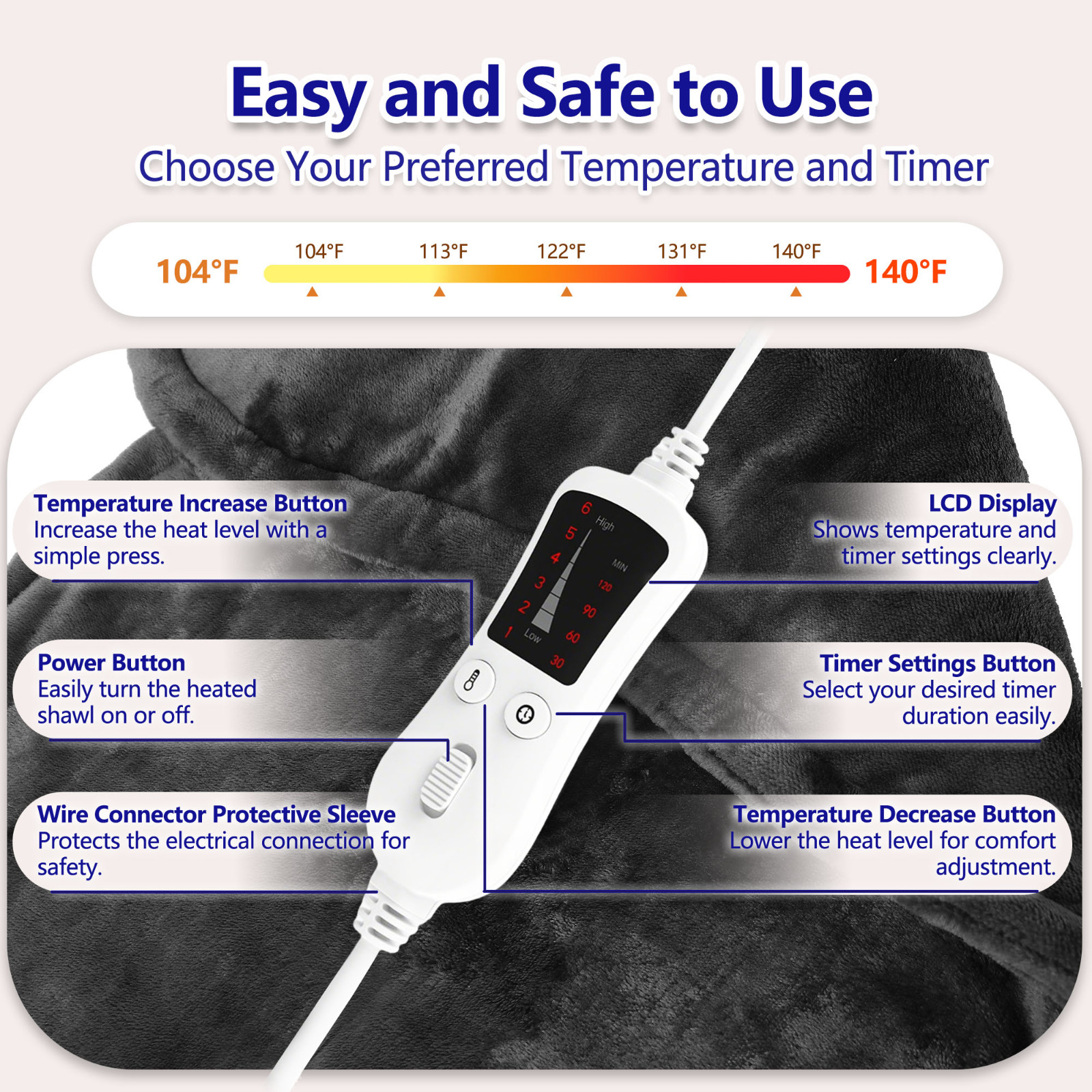 Heating Pad for Neck and Shoulders and Back,24"x37" Weighted Heating Pad for Bac