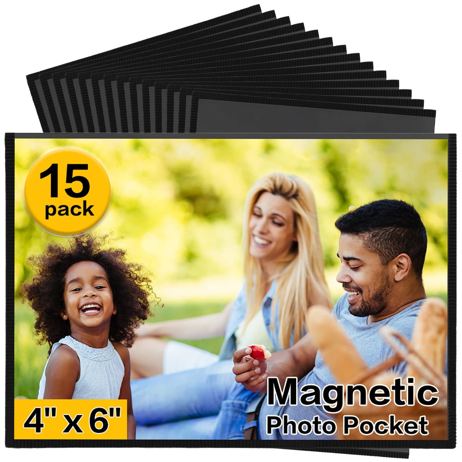 YixangDD 15 Pack Magnetic Picture Frame, 4 x 6 4*6 inches-15Pack, Black