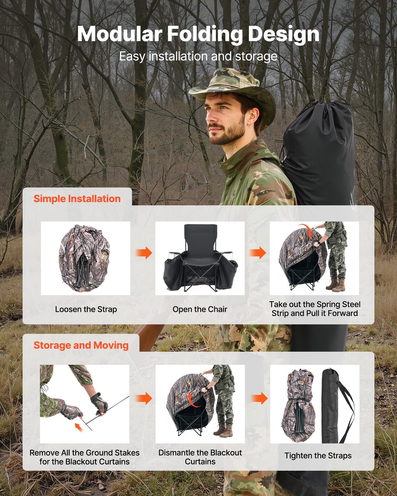 VEVOR Single Person Portable Hunting Blind Ground Deer Duck Blind Carrying Bag