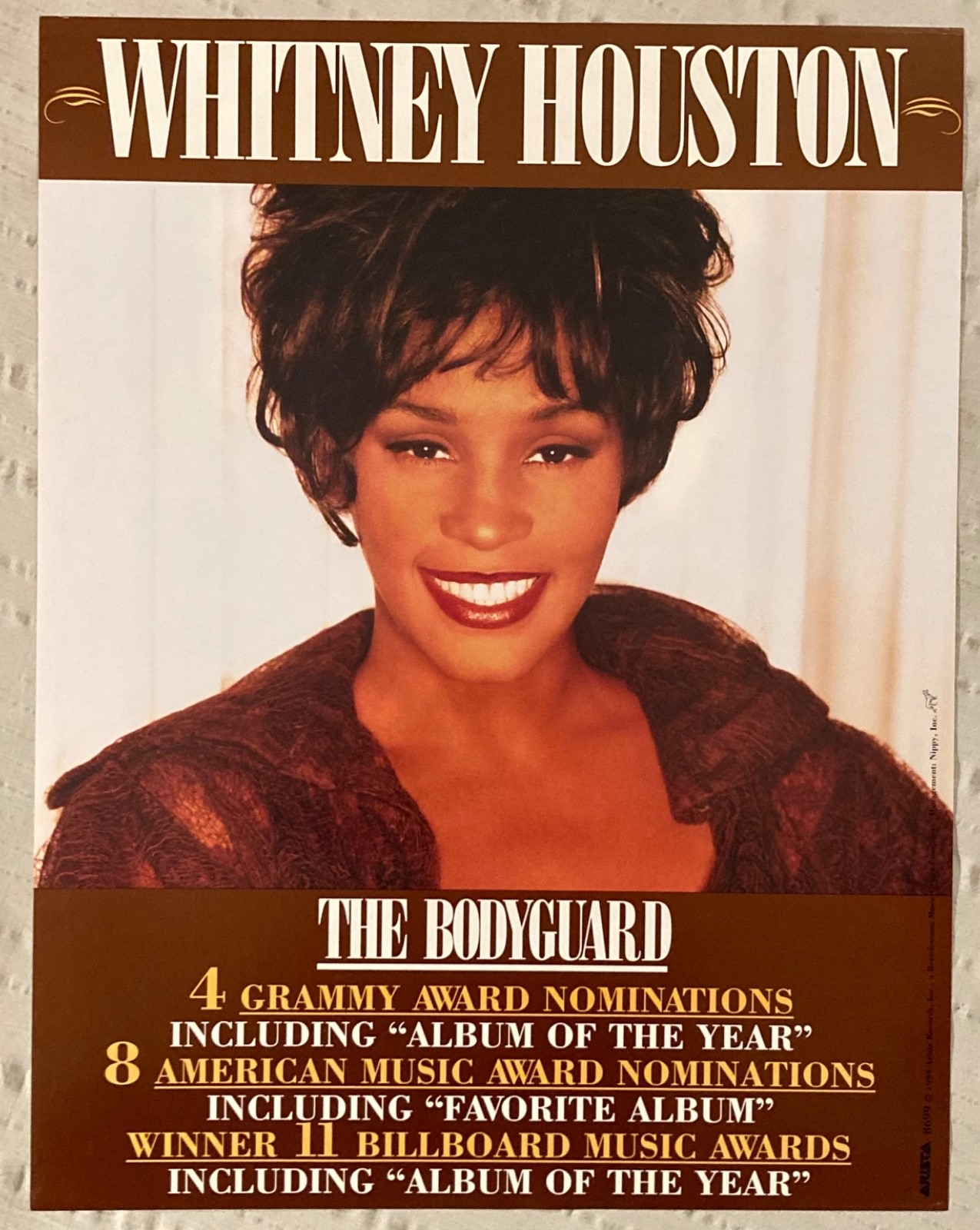 Whitney Houston 1994 Promo Poster The Bodyguard I