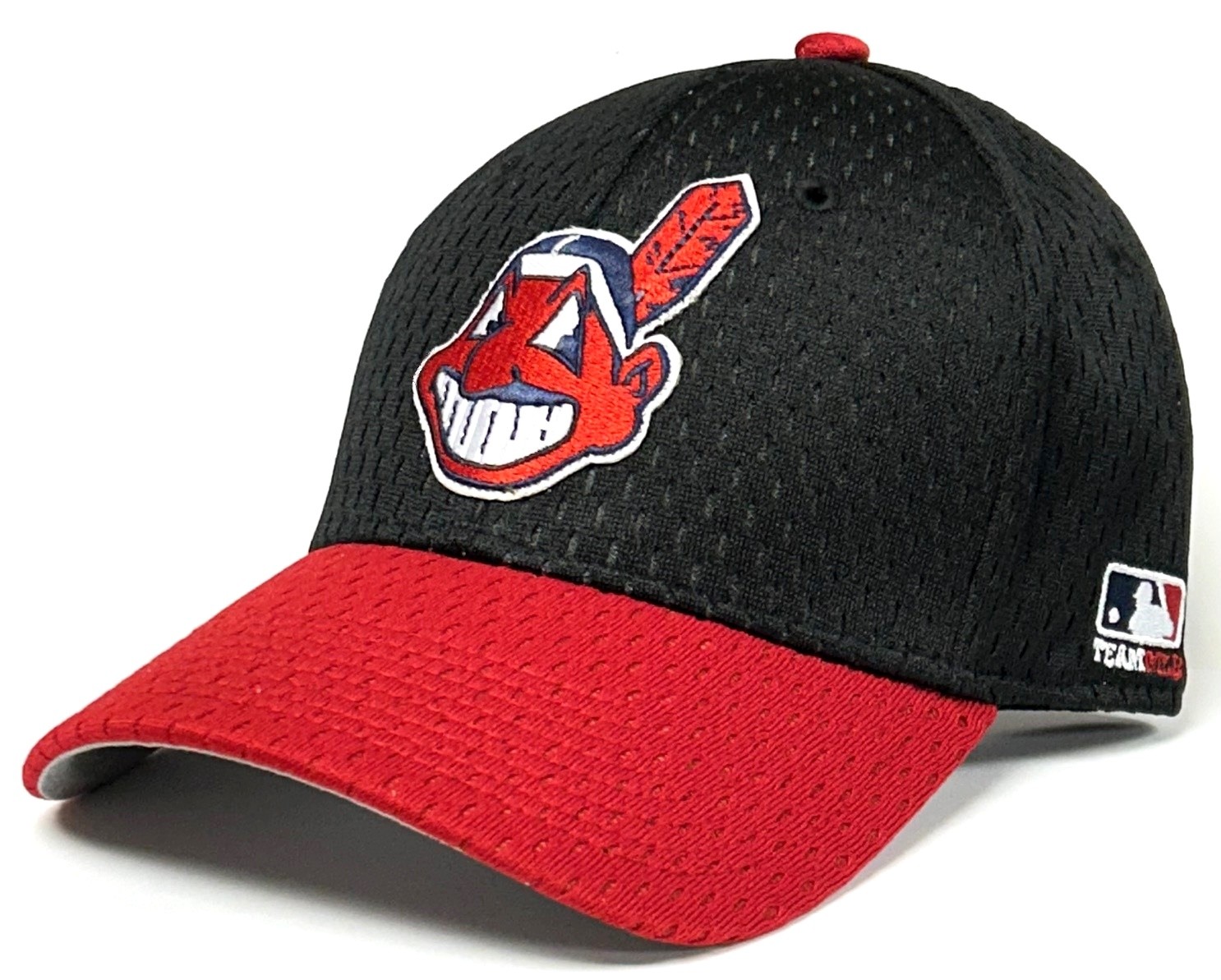 Cleveland Indians MLB OC Sports Black Red Chief Wahoo Hat Cap Flex Fit Mens L/XL