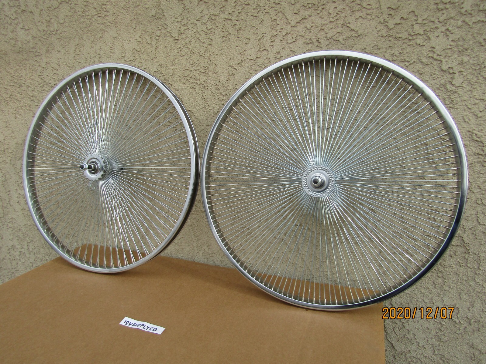 NEW 26'' -140 SPOKES CHROME BICYCLE RIM SET FOR CRUISER, TRICYCLE, CHOPPER