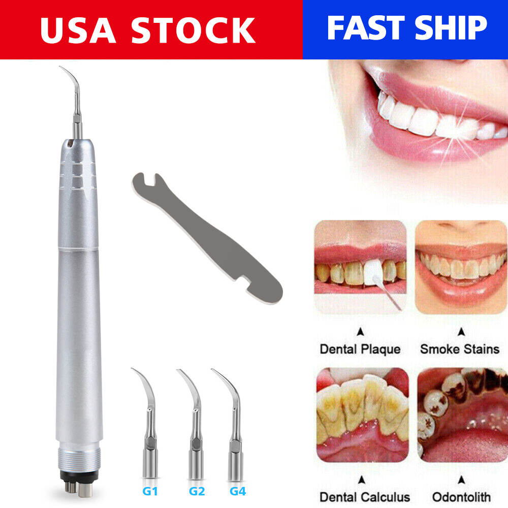 Dental Piezo Ultrasonic Air Scaler Handpiece Hygienist 4Holes With 3 Tips/ 10 G3