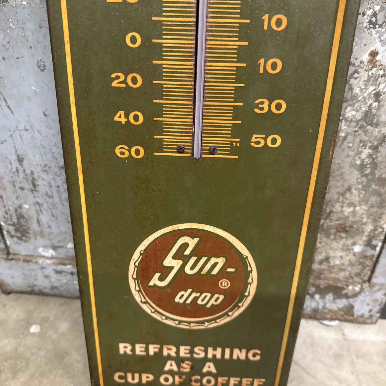 Vintage Sun Drop Golden Girl Cola Thermometer Soda Advertising 1960