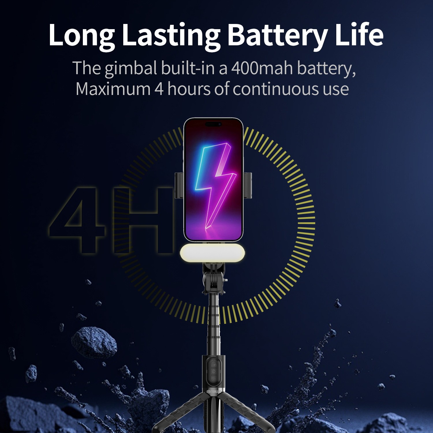 TOALLIN Gimbal Stabilizer for Smartphone,Foldable Selfie Stick, Adjustable Light