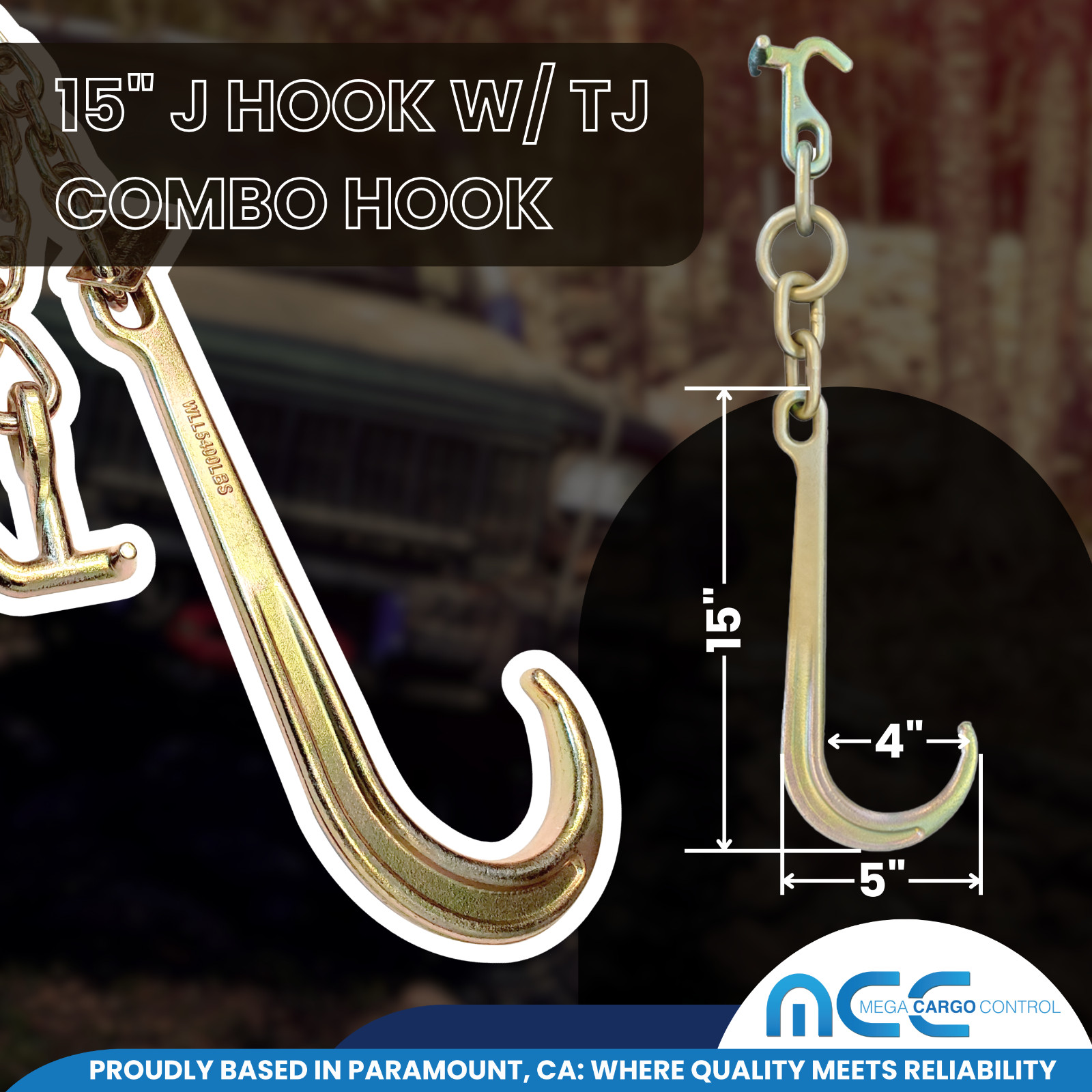 1 Pack G70 5/16" x 10ft Tow Chain w/ 15” J Hook & TJ Combo Hook & Grab Hook