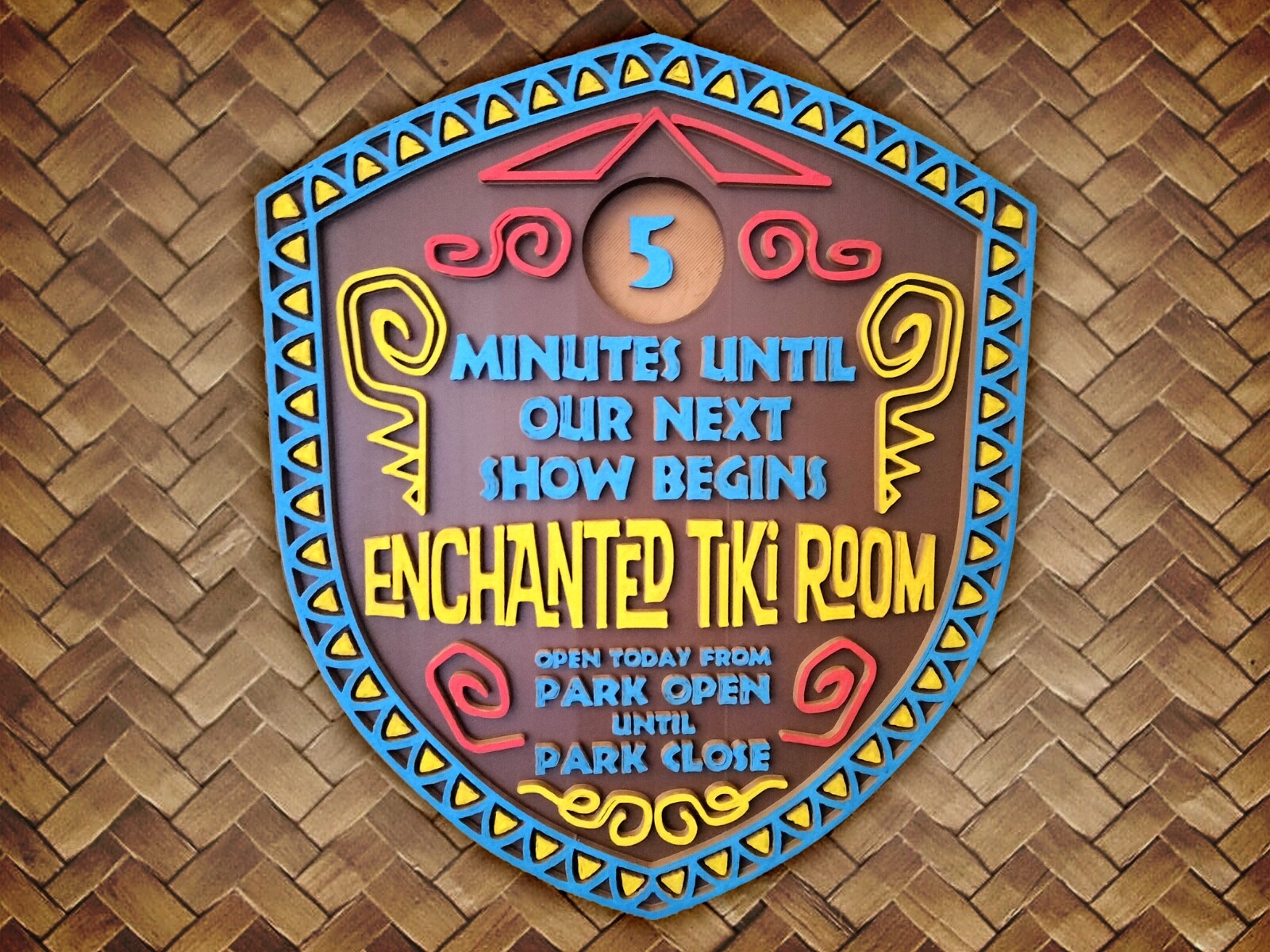 Enchanted Tiki Room Next Show Wait Time Sign Disney Prop Replica Wall Art Decor
