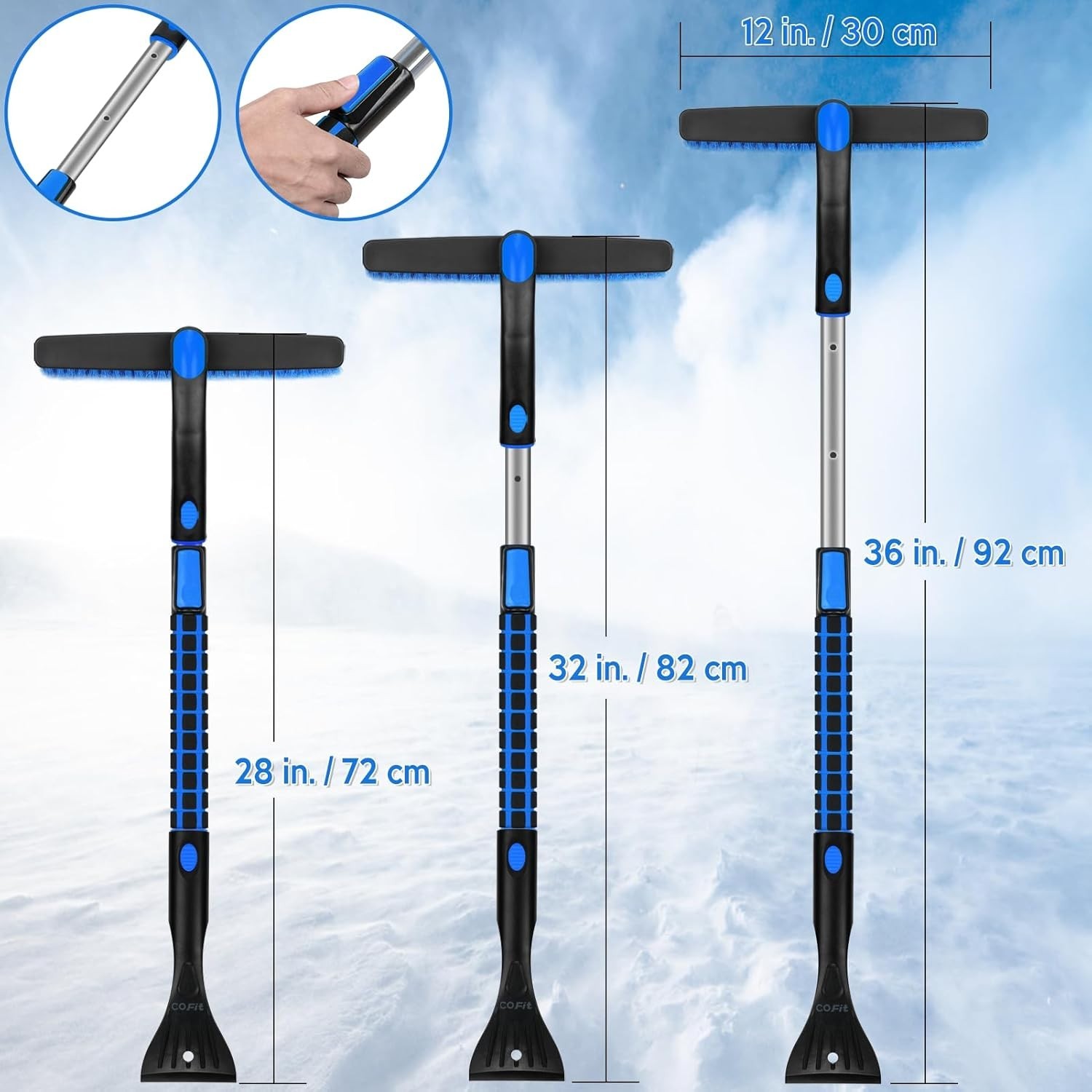 Durable 36" Long Handle Ice Scraper with Foam Grip – Scratch-Free Snow Removal