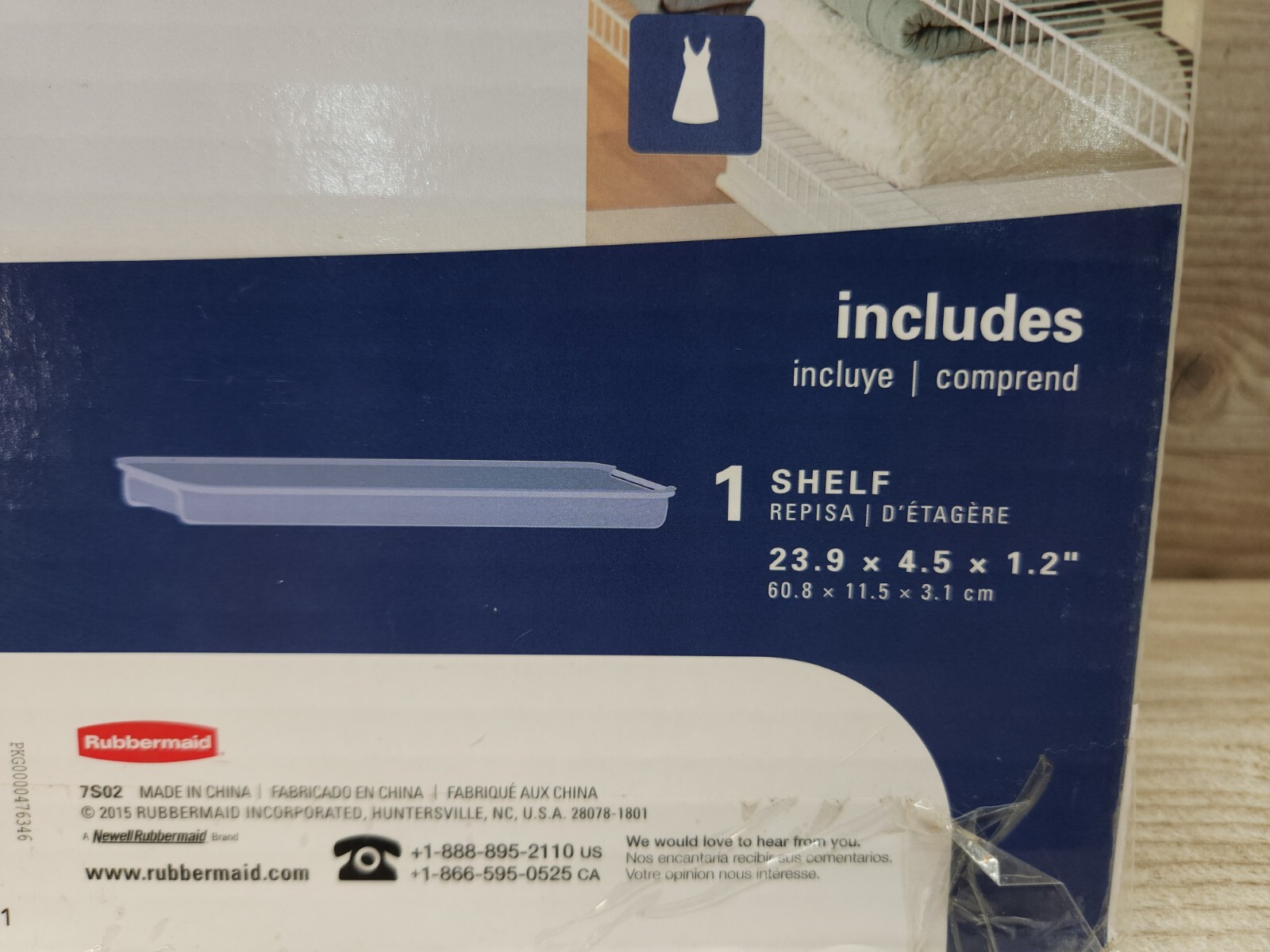 Rubbermaid FastTrack Closet Organizer Shelf 23.9 x 4.5 x 1.2