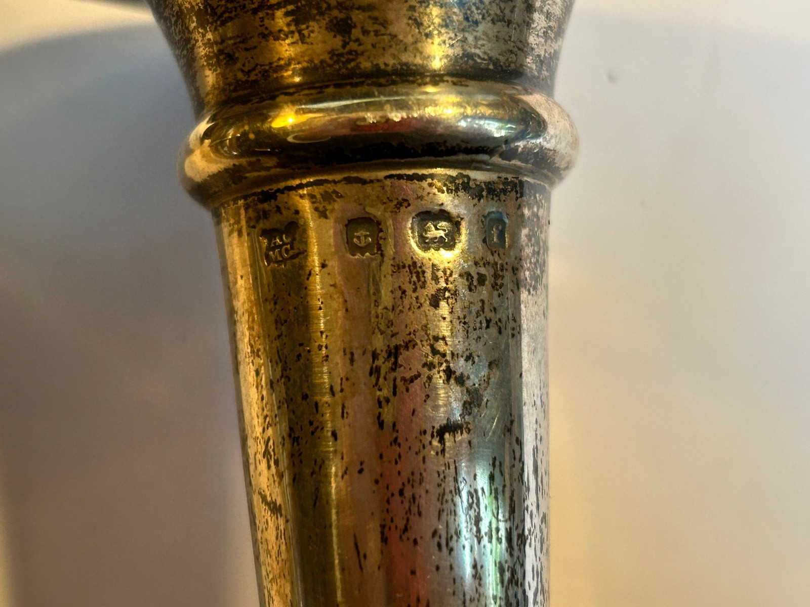 Pair Of Antique Solid Silver 18cm Candlesticks by Alexander Clark 1905
