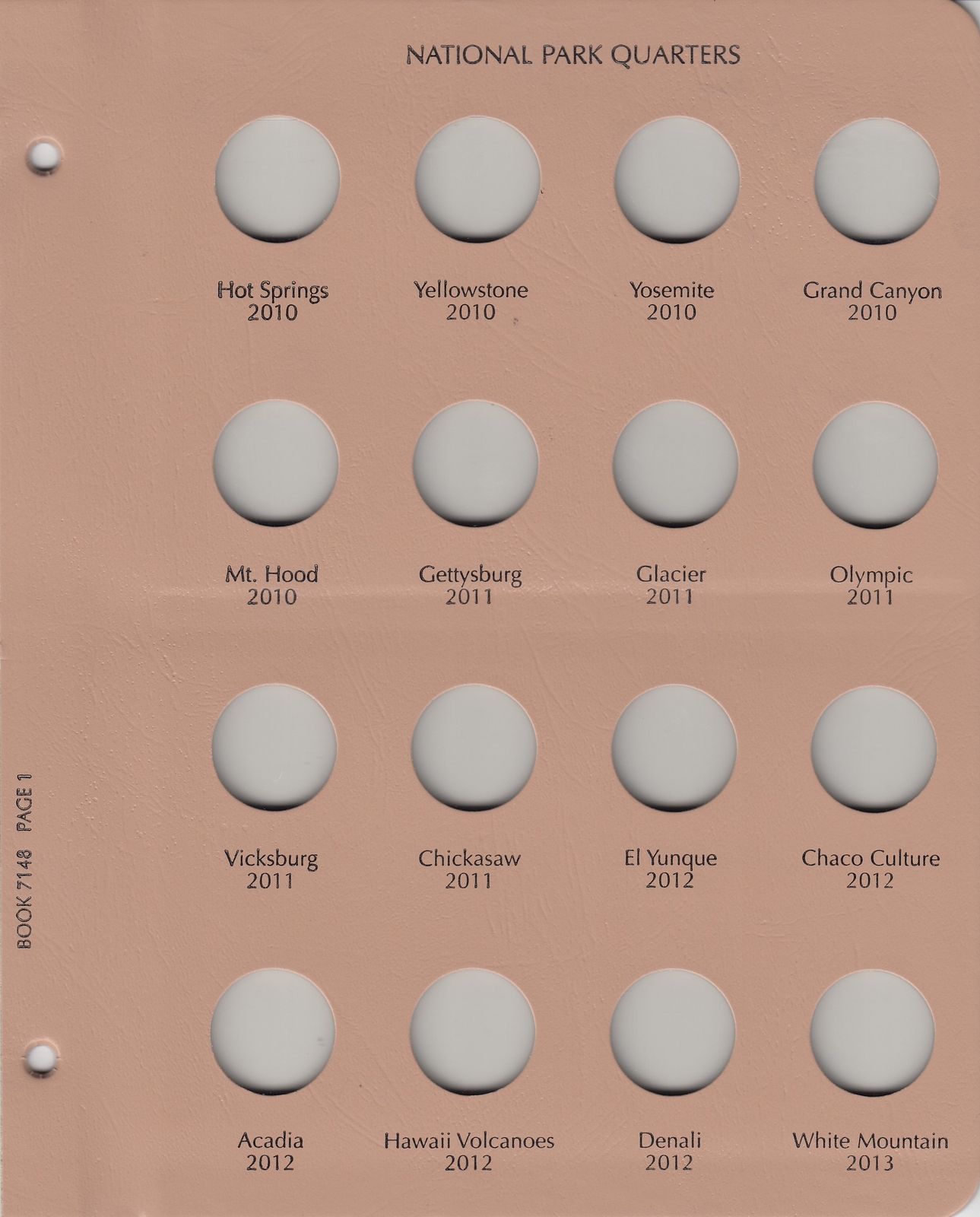 Dansco 7148 Coin Album For US National Parks Quarters Date Set 2010-2021