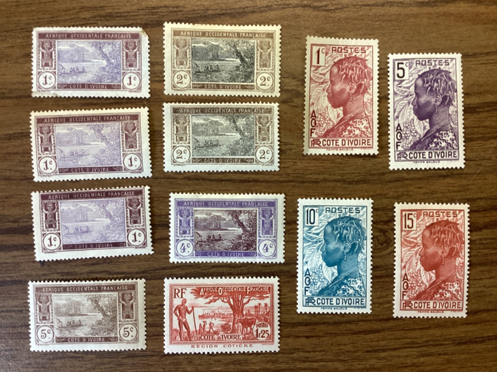 French Colonies Stamps French Ivory Coast Early 1920s + Assortment of 12 MH OG